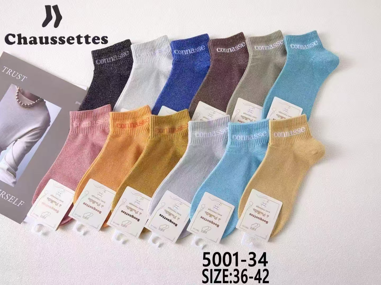 chaussette pailletee avec message(×12)#34