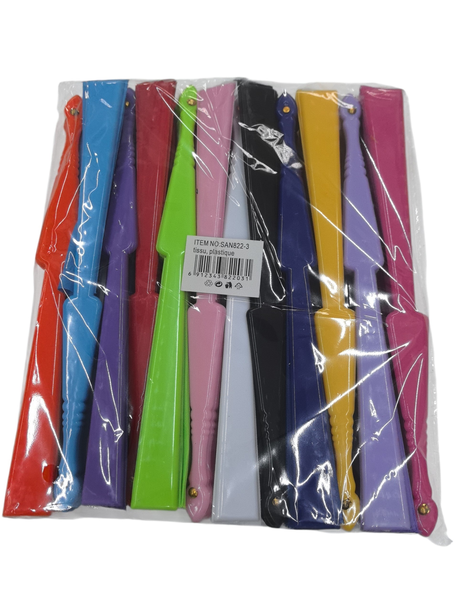 Éventails couleur uni simple (couleurs mélangées) (x12)