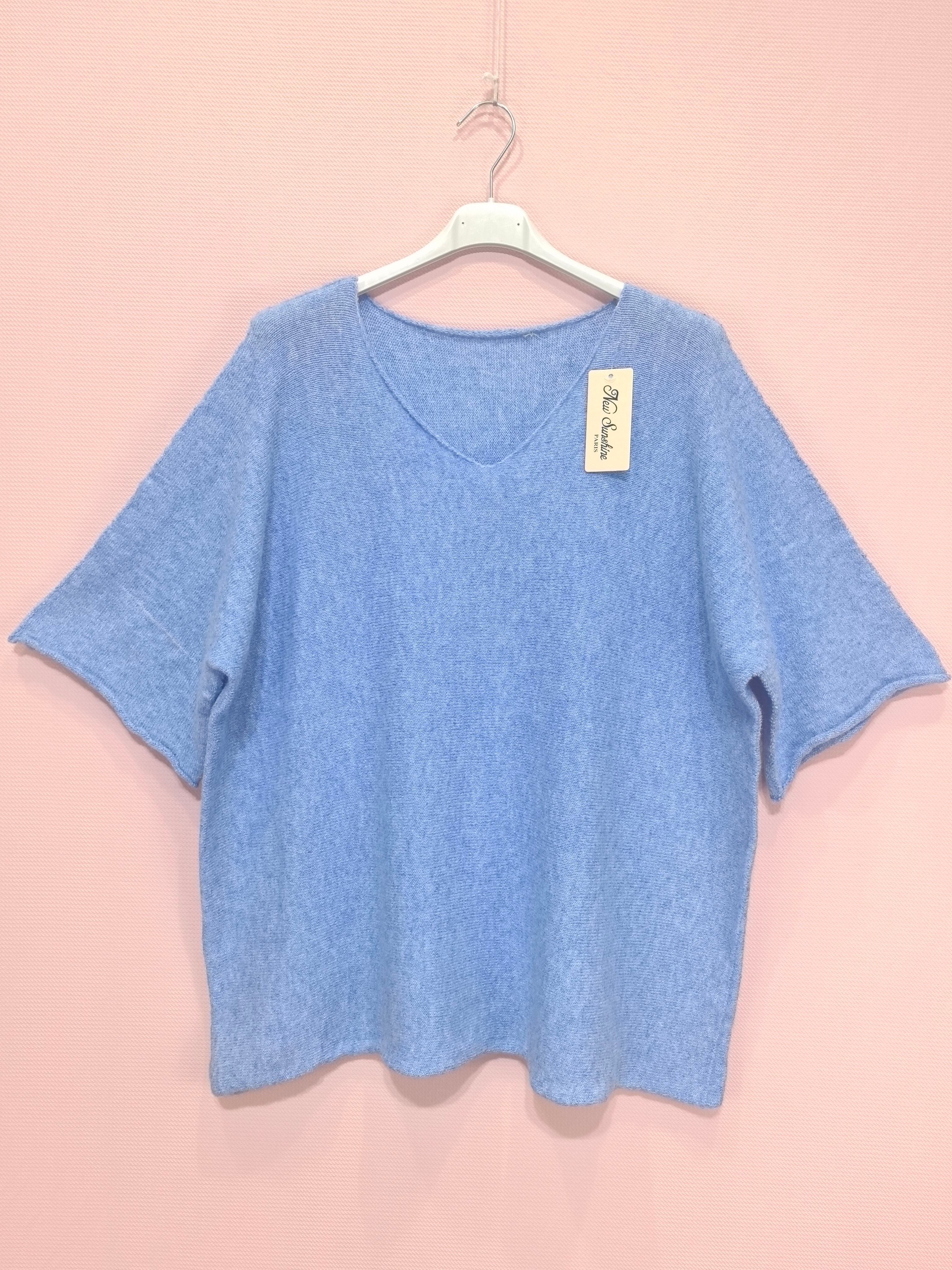 Pull ample manches courtes en maille douce (x8)