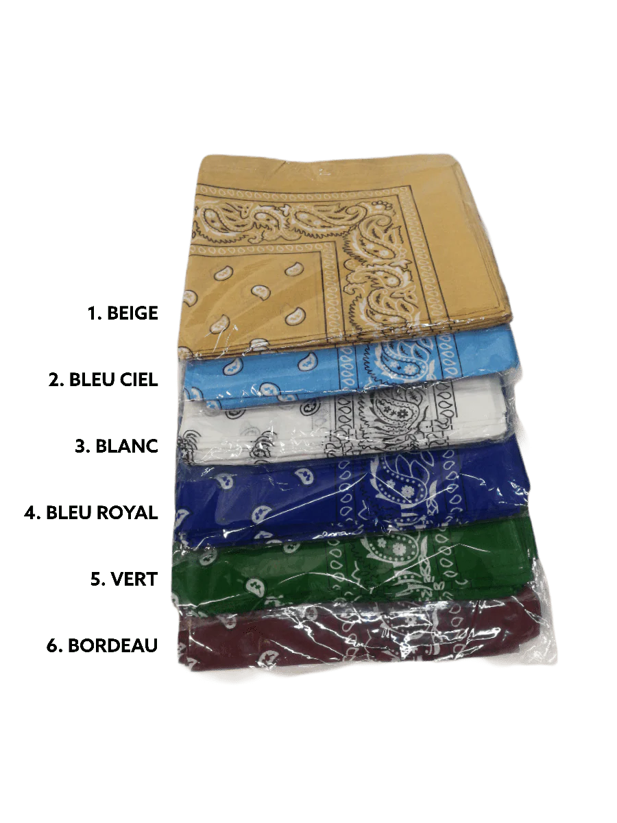 Bandana 100% coton Motif Paisley (x12)