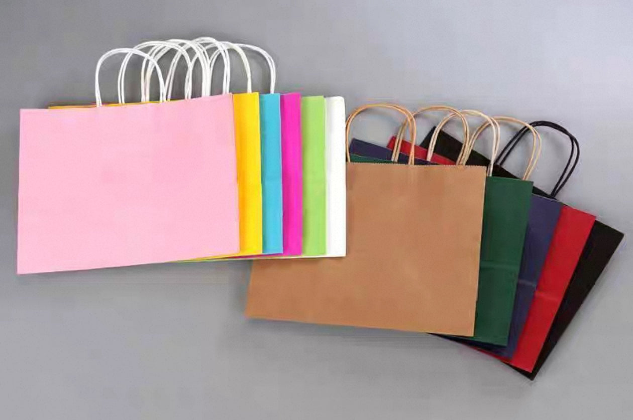 LOT DE 120-Sacs papier kraft /32*11*25cm (couleurs mélangées)