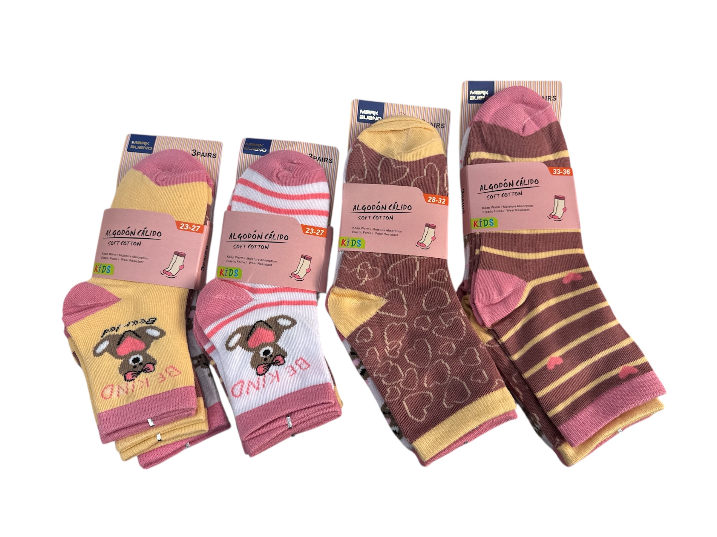 FILLE - Chaussettes coton 3Tailles mélangées T23-27 28-32/33-36(x36) #12