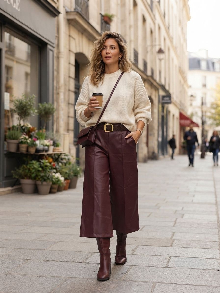 Jupe-culotte En Cuir (x6)