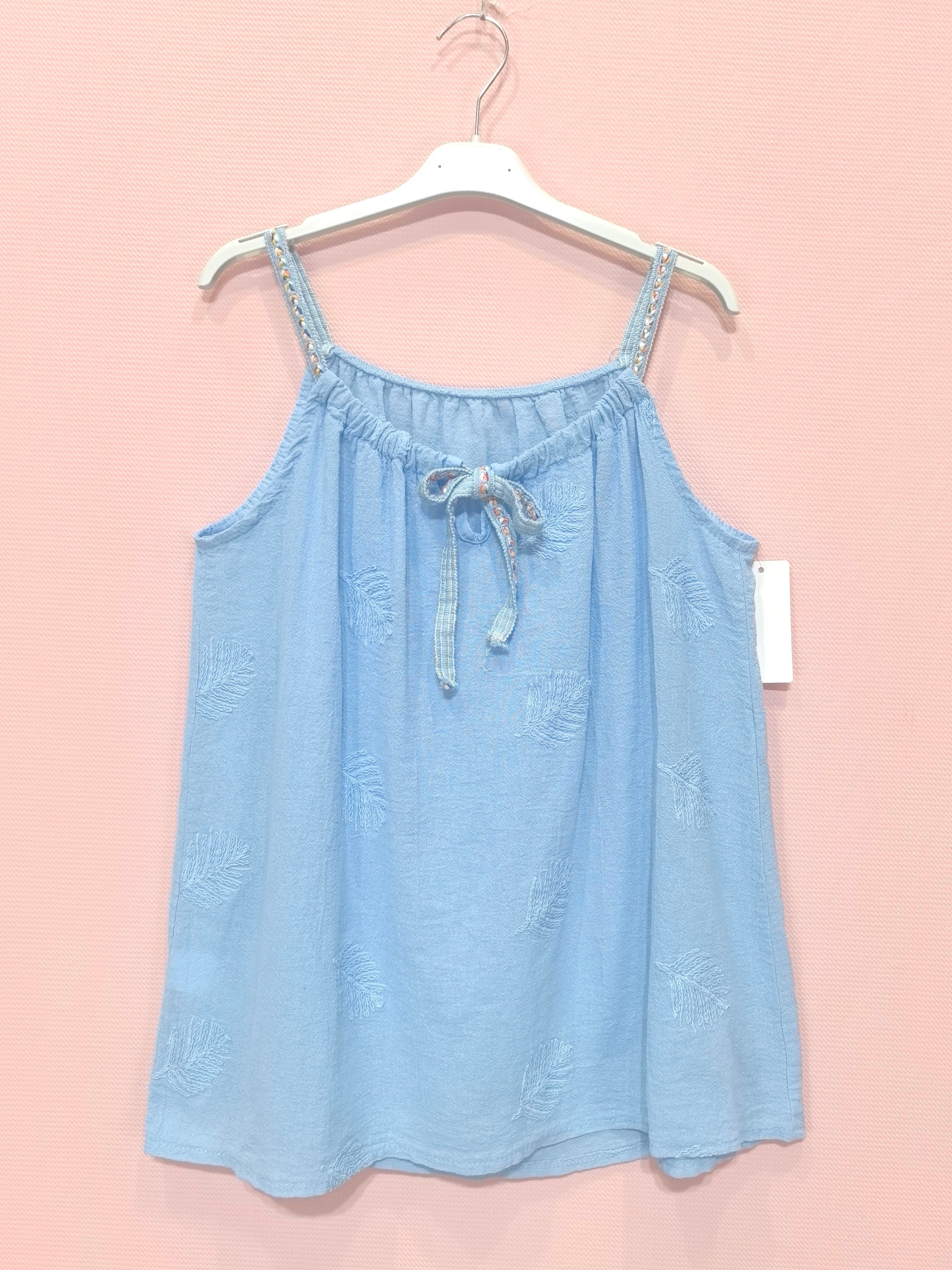 Top bretelles à motifs feuillage brodés (x8)