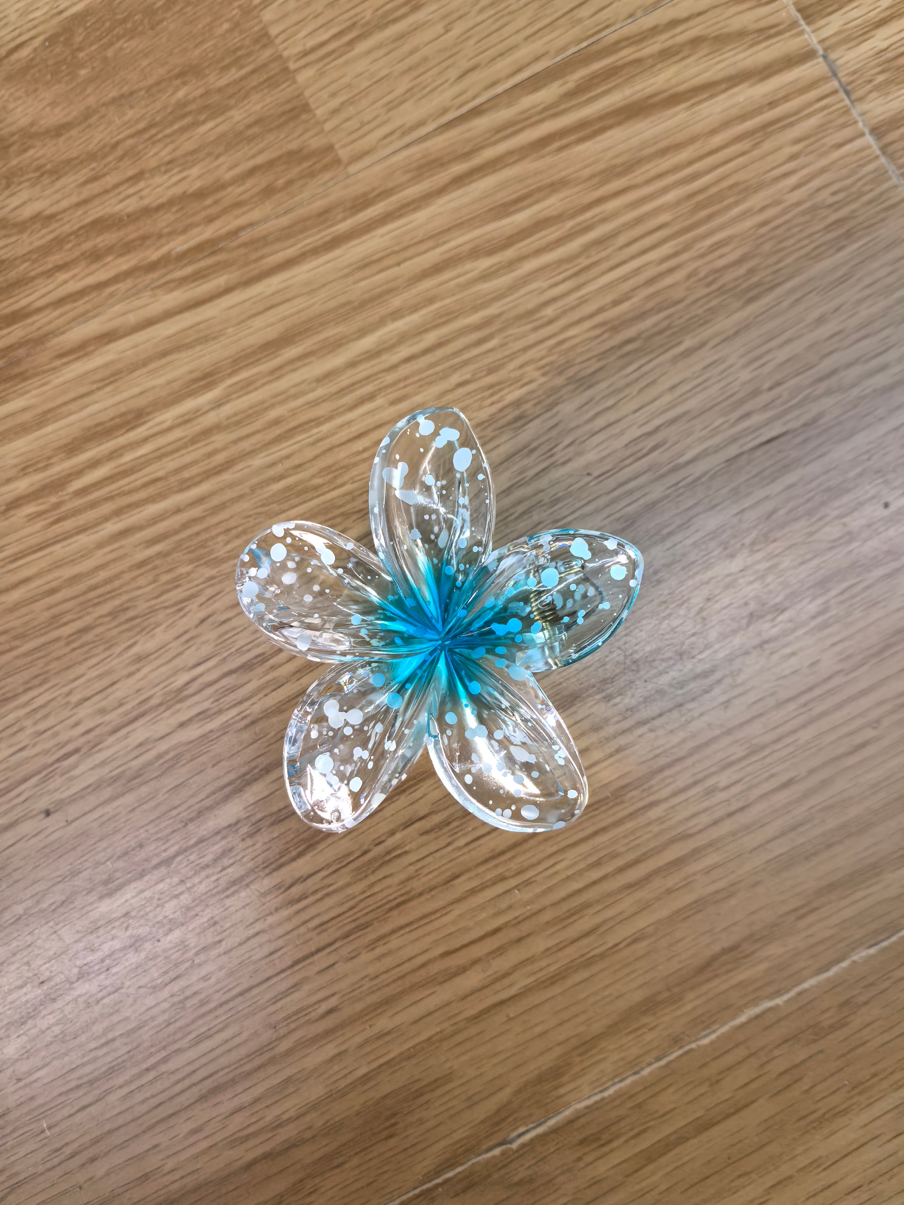 Pince à cheveux fleur transparente à pois colorés (x12)#5