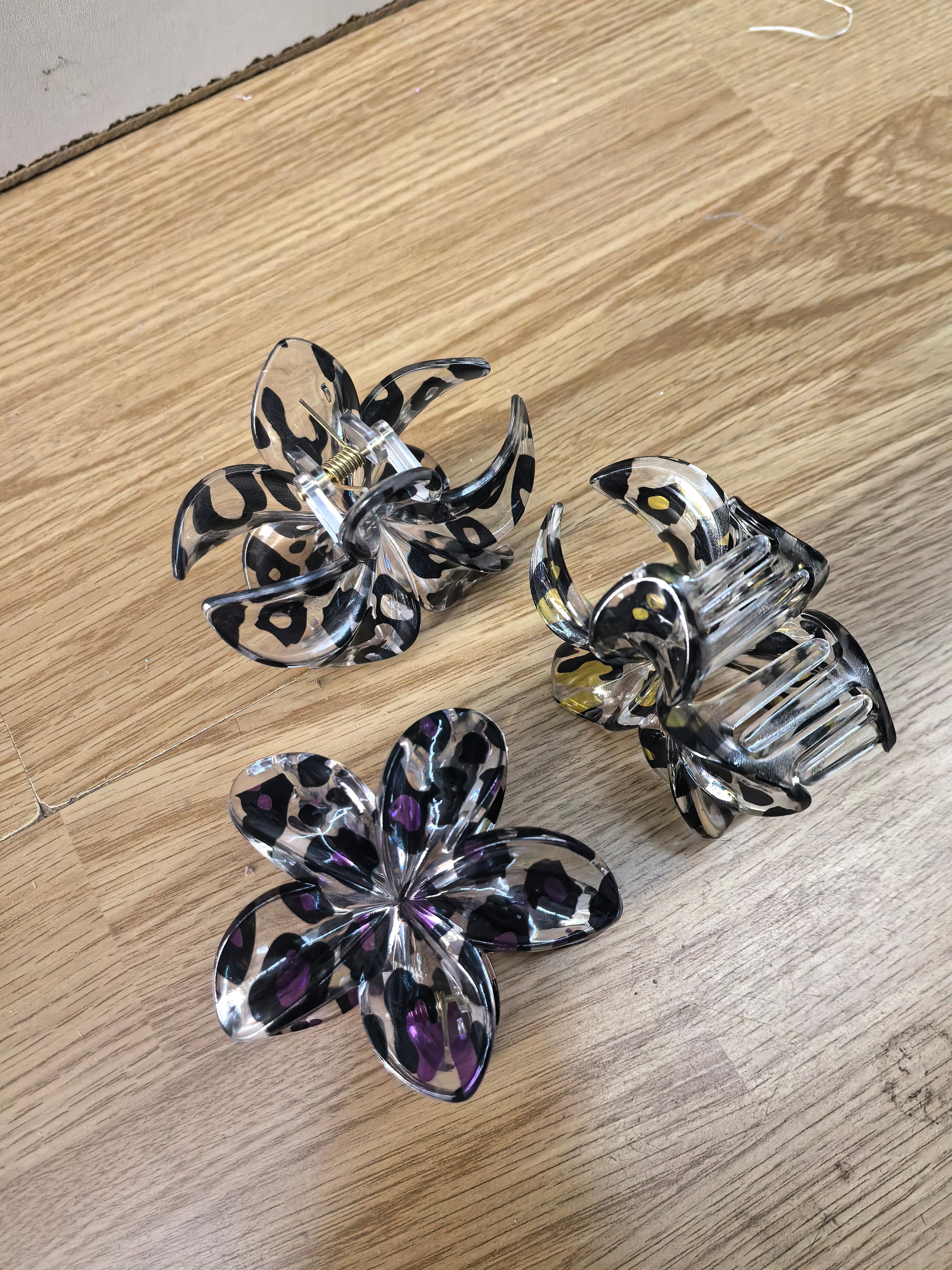 Pince à cheveux fleur motif léopard(x12)#3