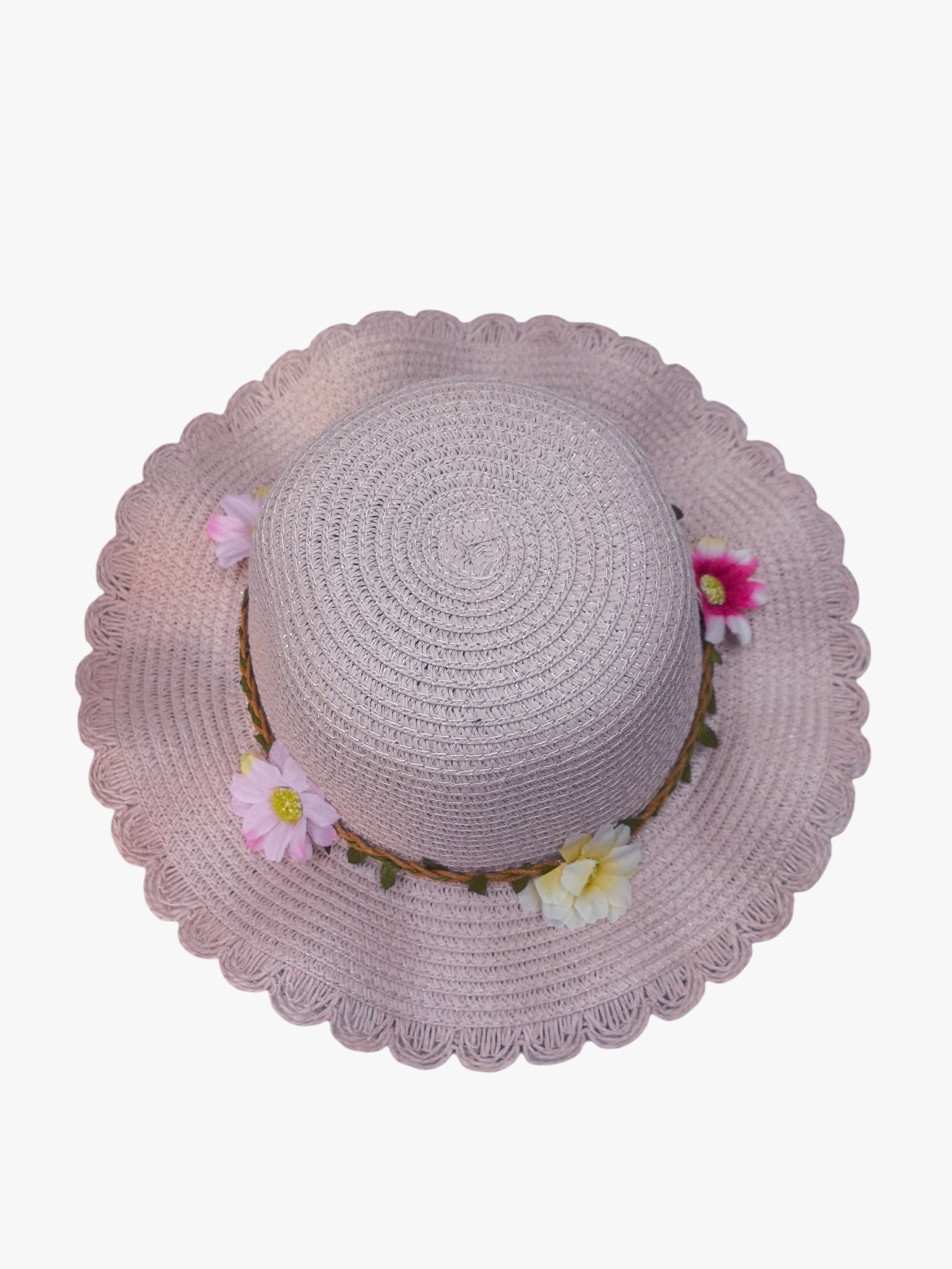 Chapeaux de paille taille enfant motif  fleur (x12)
