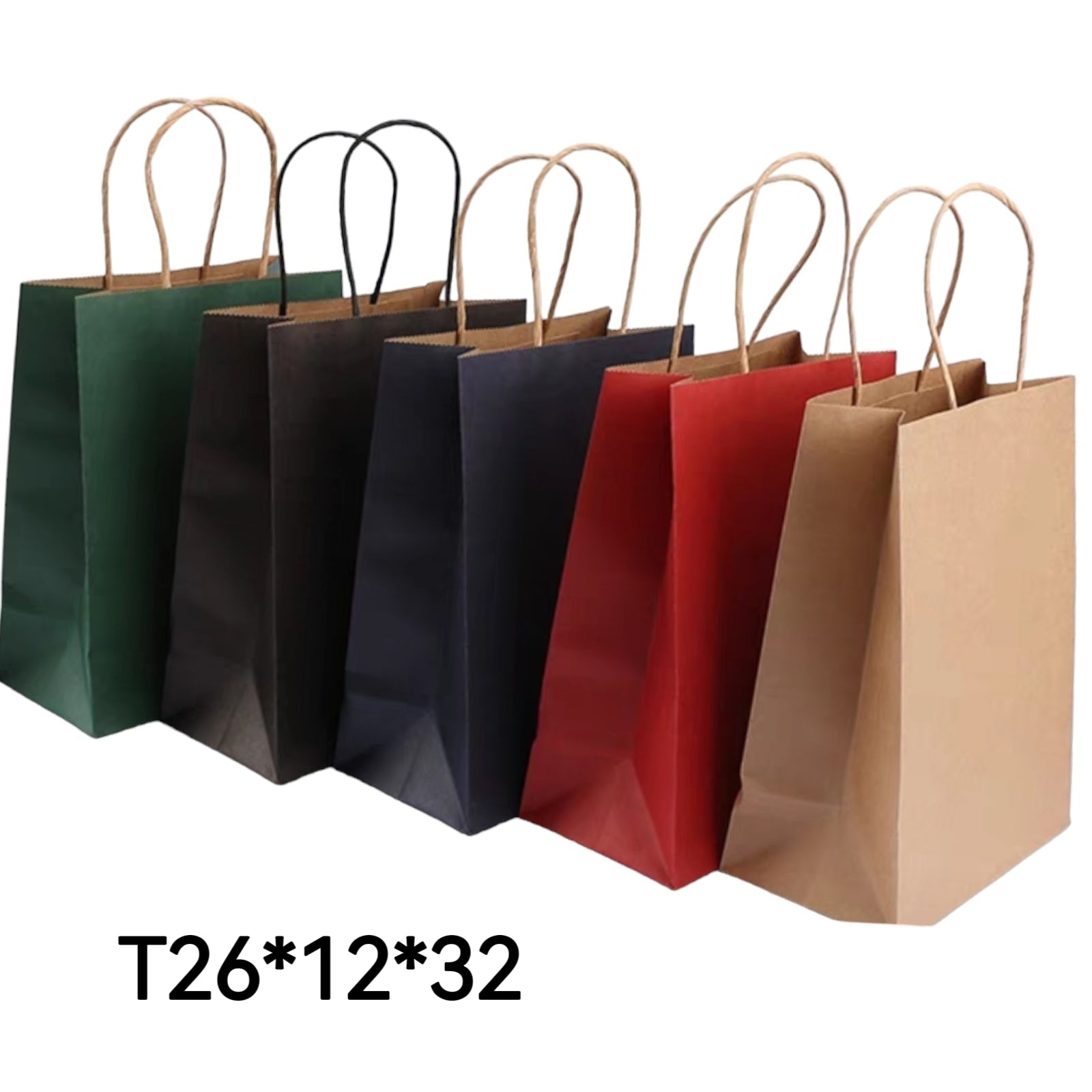 LOT DE 120 -Sacs papier kraft /26x12x32cm (couleurs mélangées)