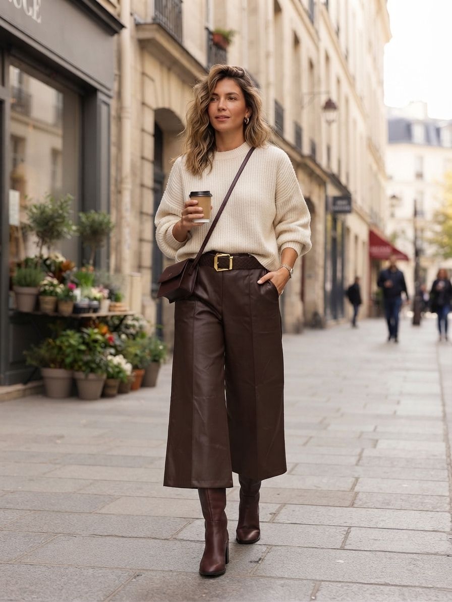 Jupe-culotte En Cuir (x6)