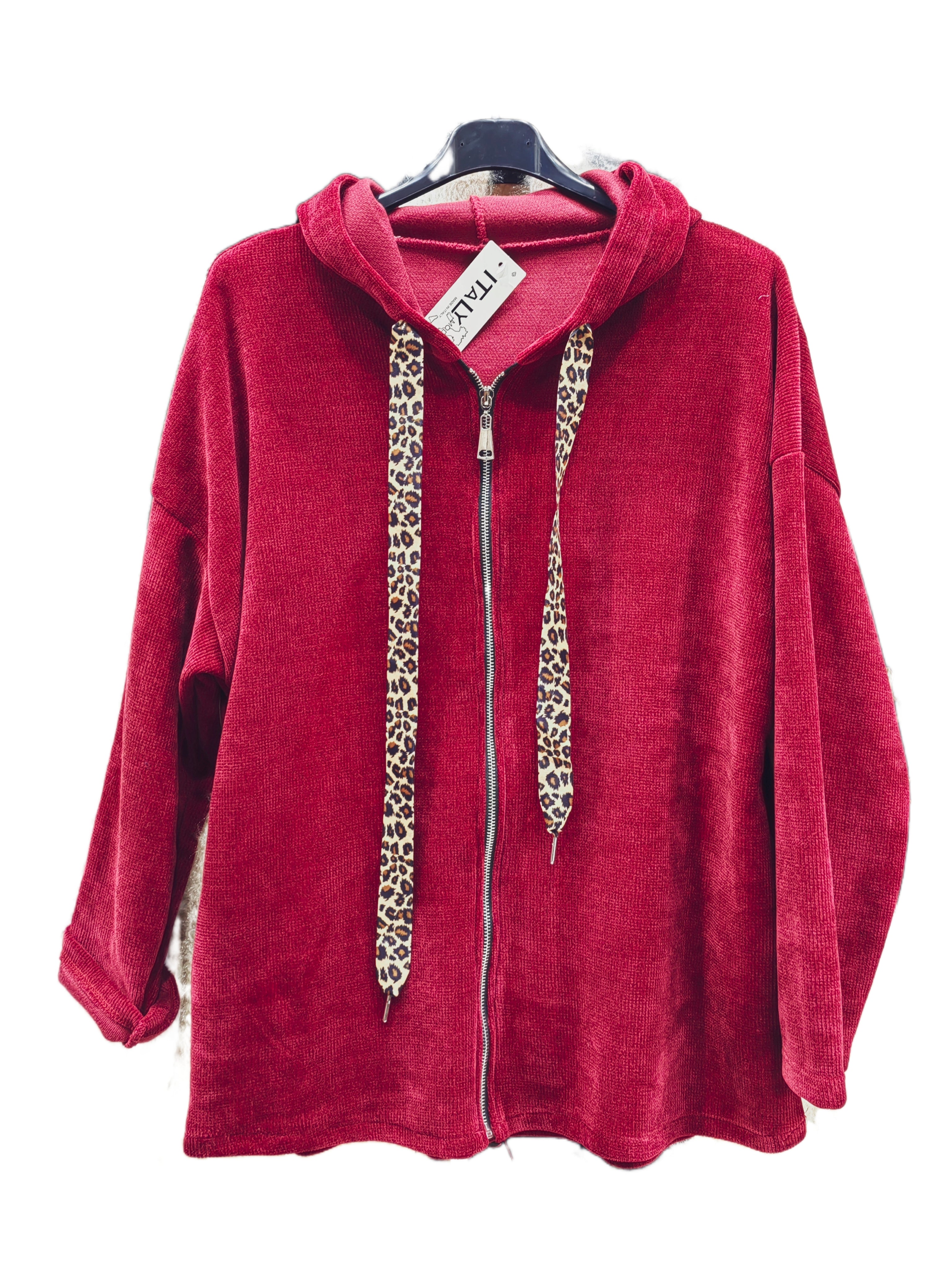 Gilet zippé à capuche velours Avec Deux Poches (x6)