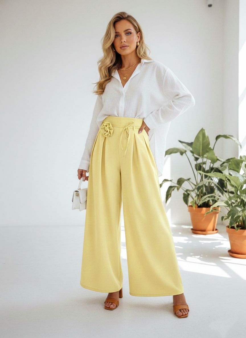 Pantalon Large À Taille Haute(×6)