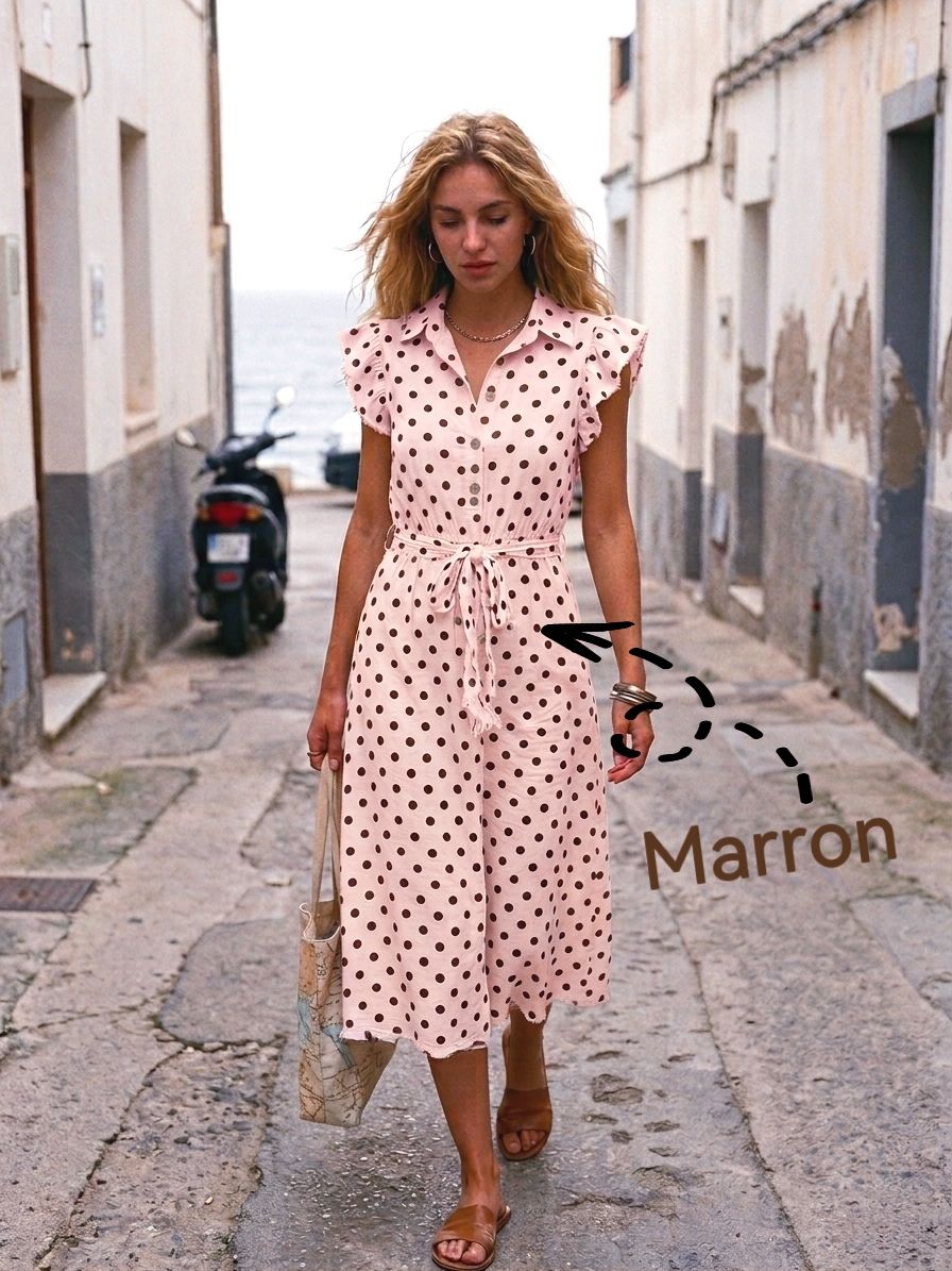 Robe Mi-Longue Fluide à Pois (x6)