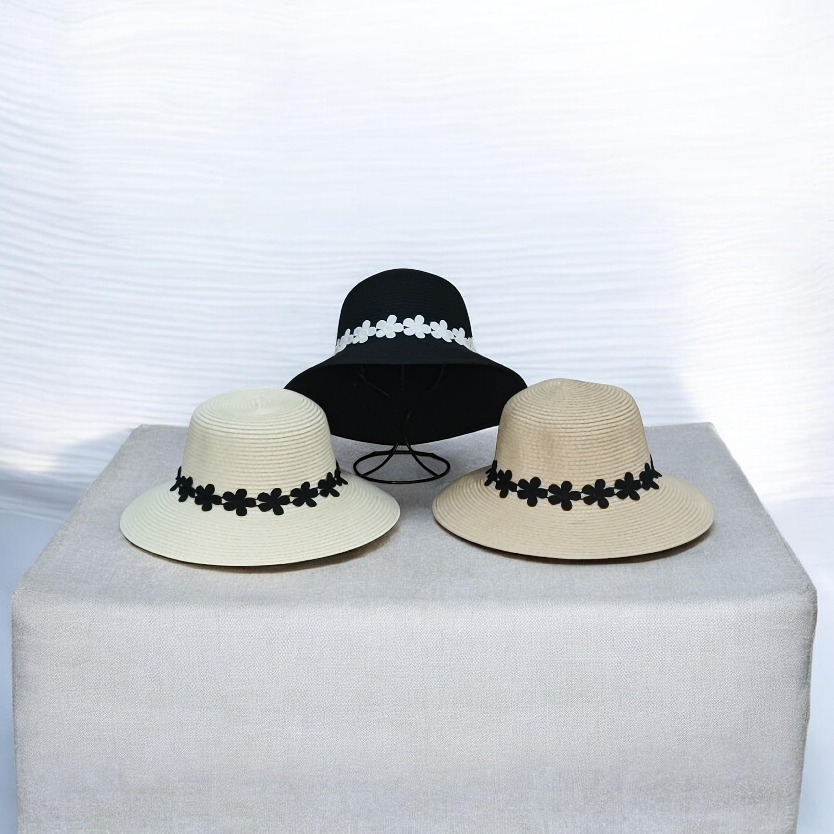 Chapeau paille motif fleurs(x12)#7