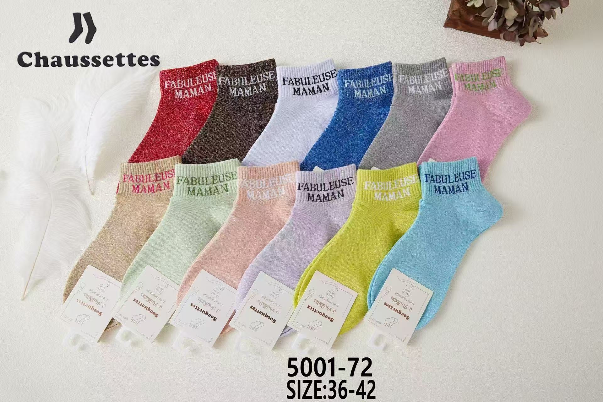 chaussette paillettes avec message(×12)5001