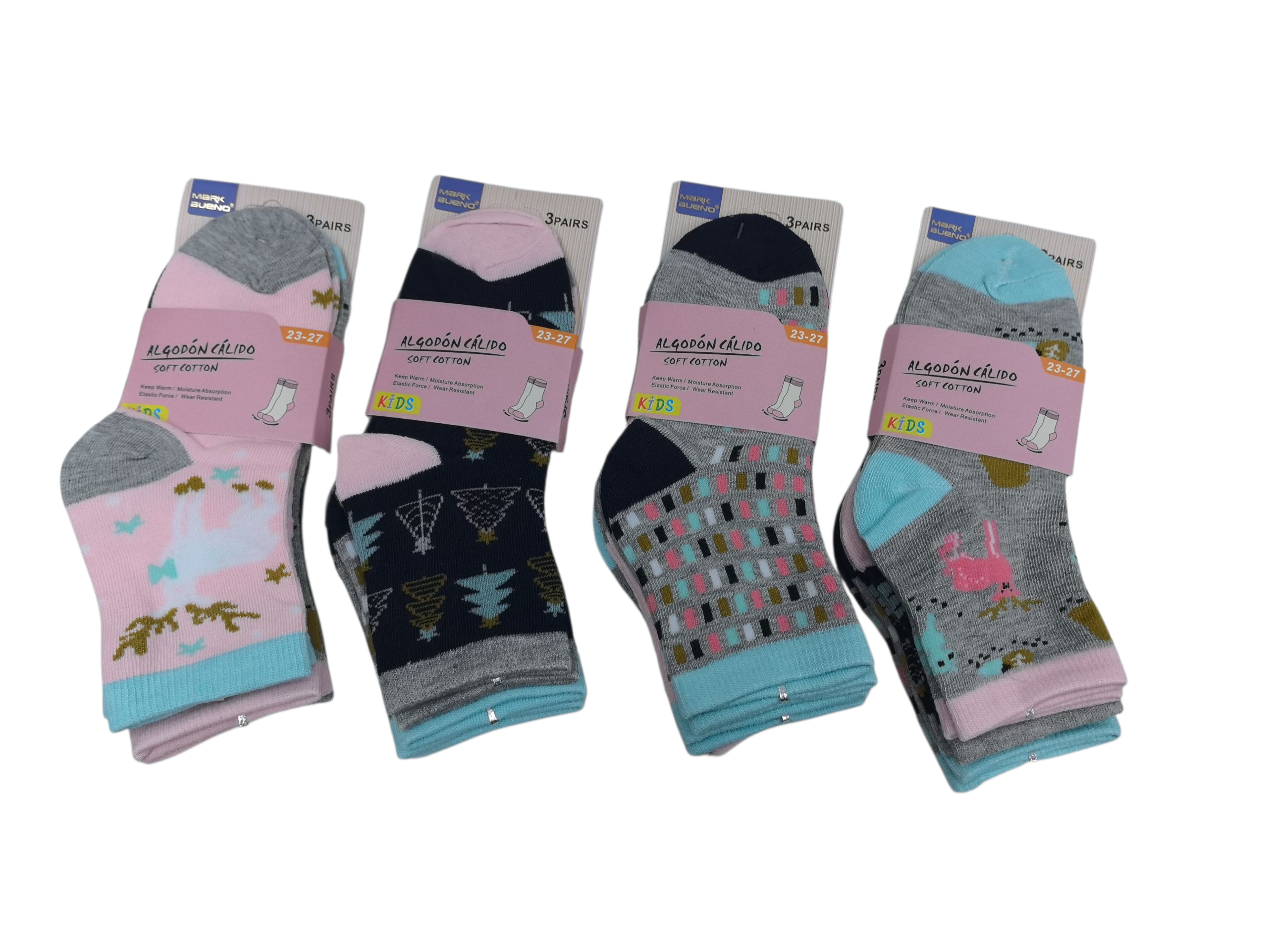 FILLE - Chaussettes coton 3 Tailles mélangées T23-27/28-32/33-36 (x36)