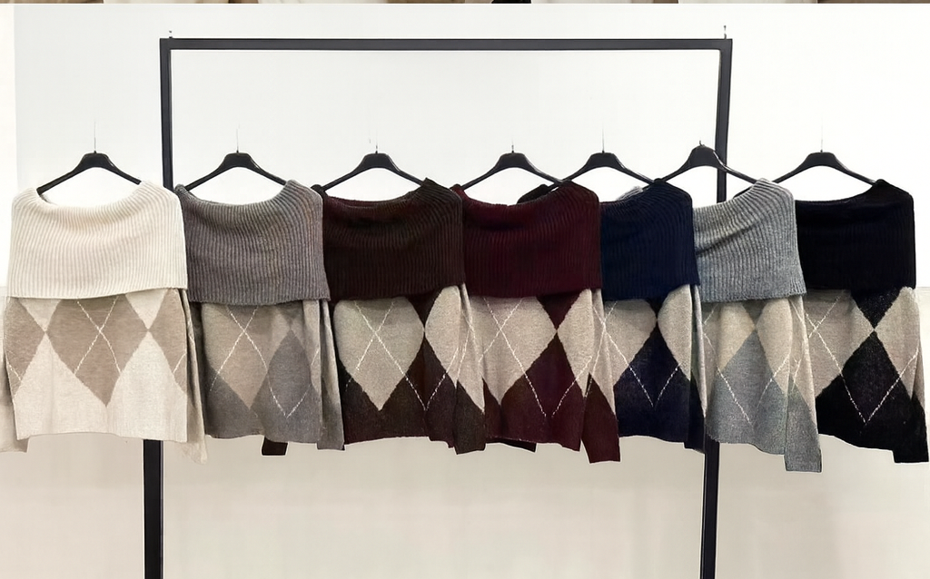 Pull Épaules Dénudées Argyle(X6)