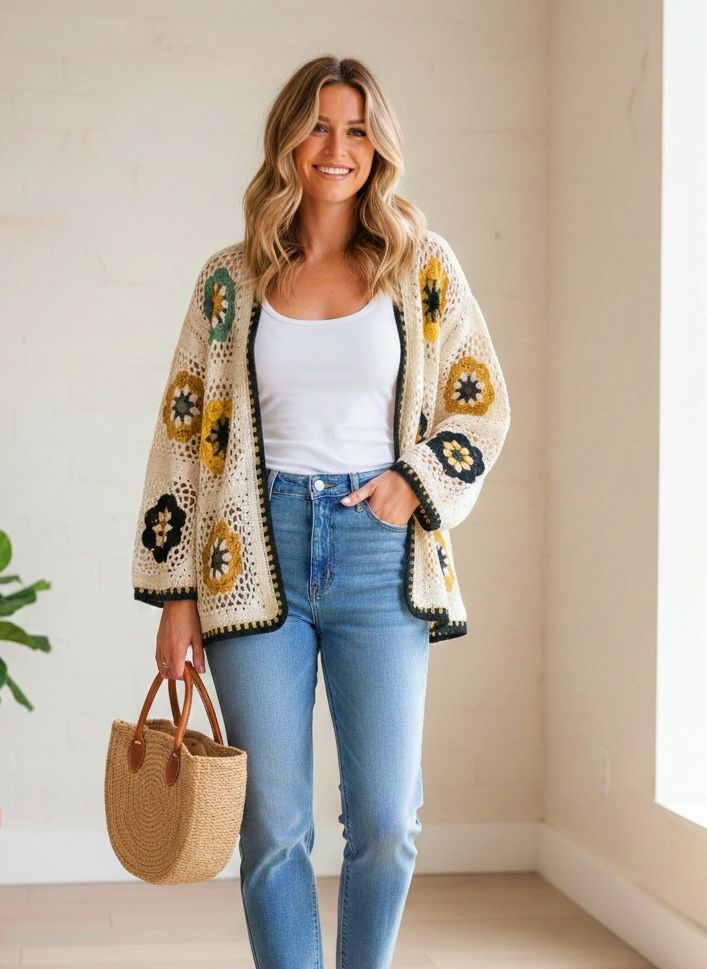 Gilet En Crochet
Style "Granny Square"(x6)