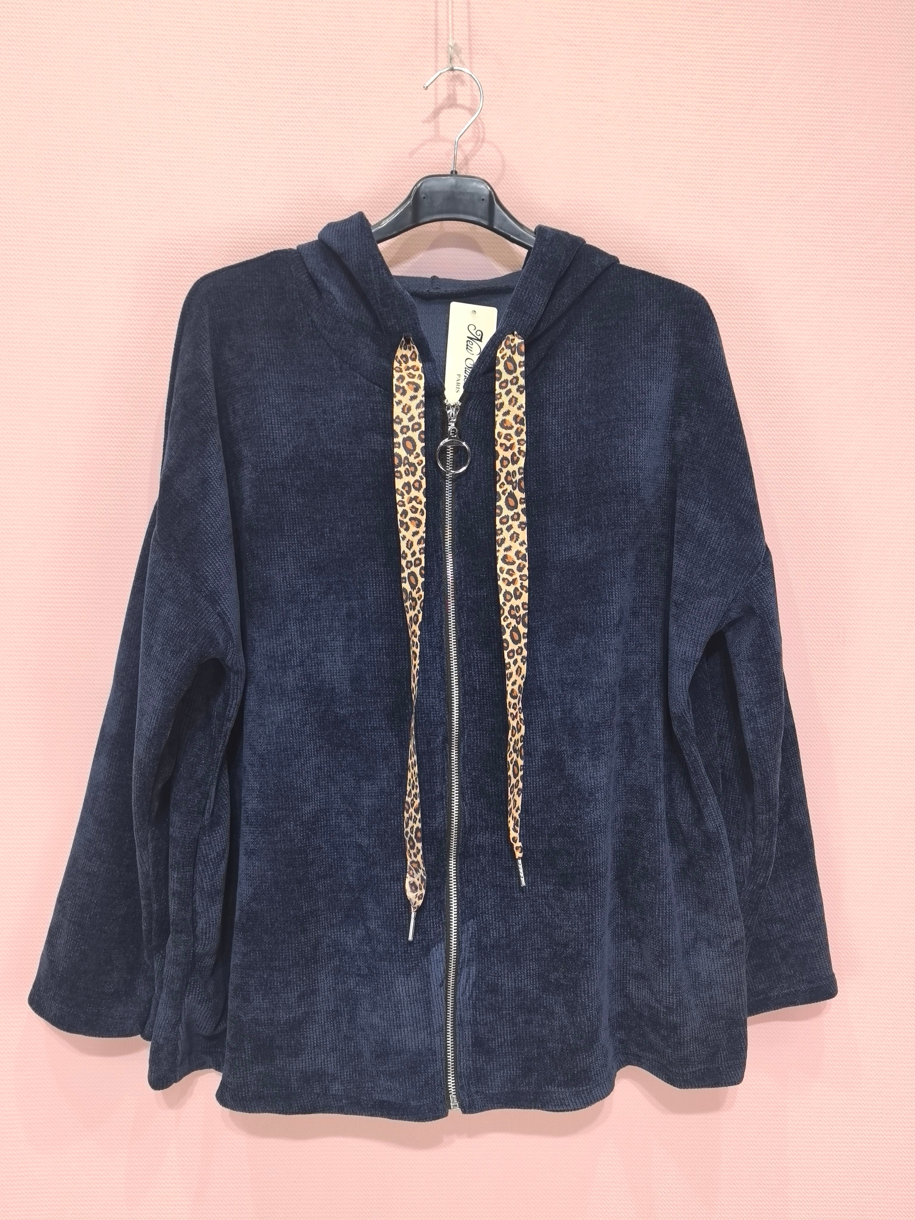 Gilet zippé à capuche velours Avec Deux Poches (x6)