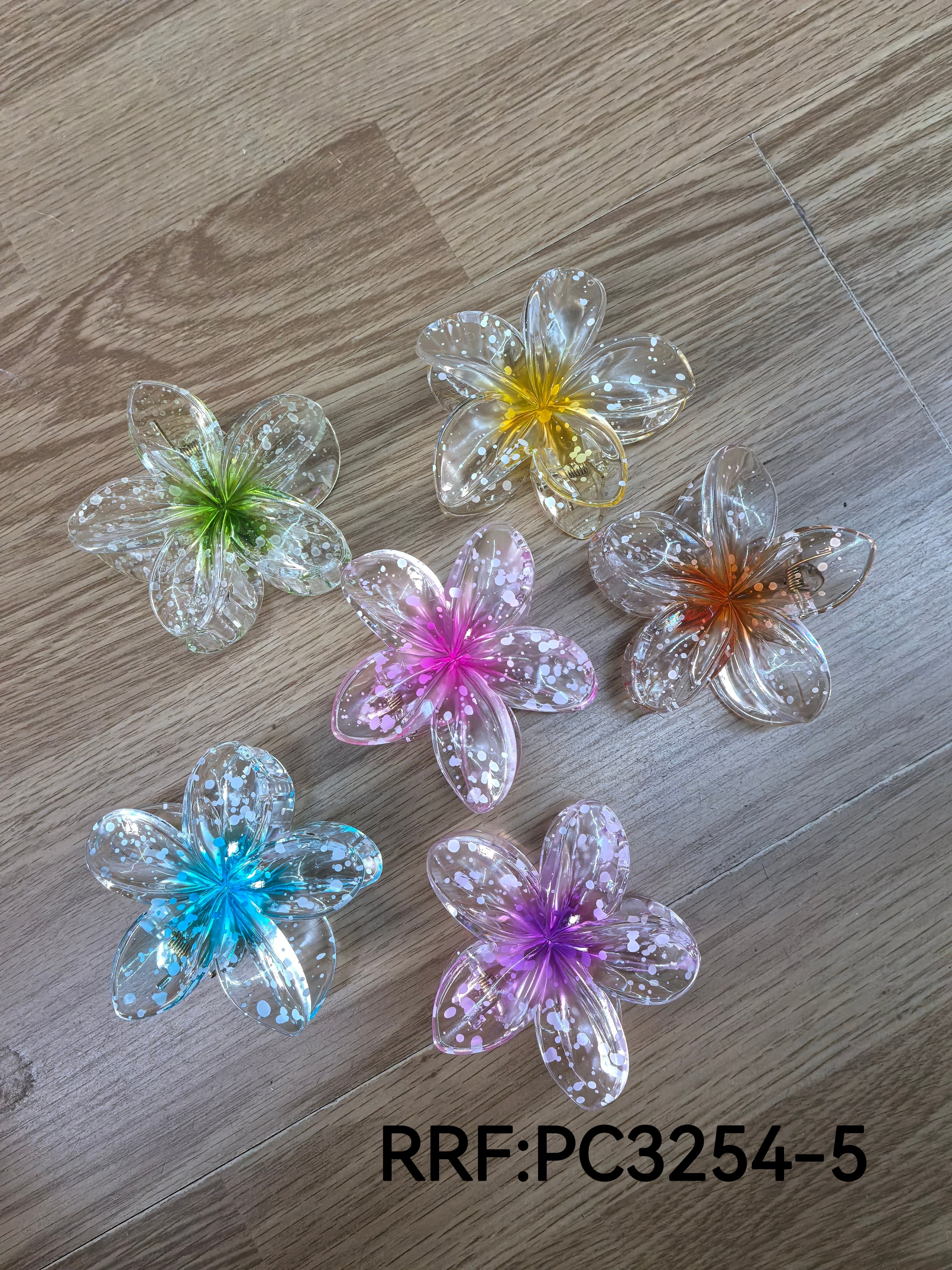 Pince à cheveux fleur transparente à pois colorés (x12)#5