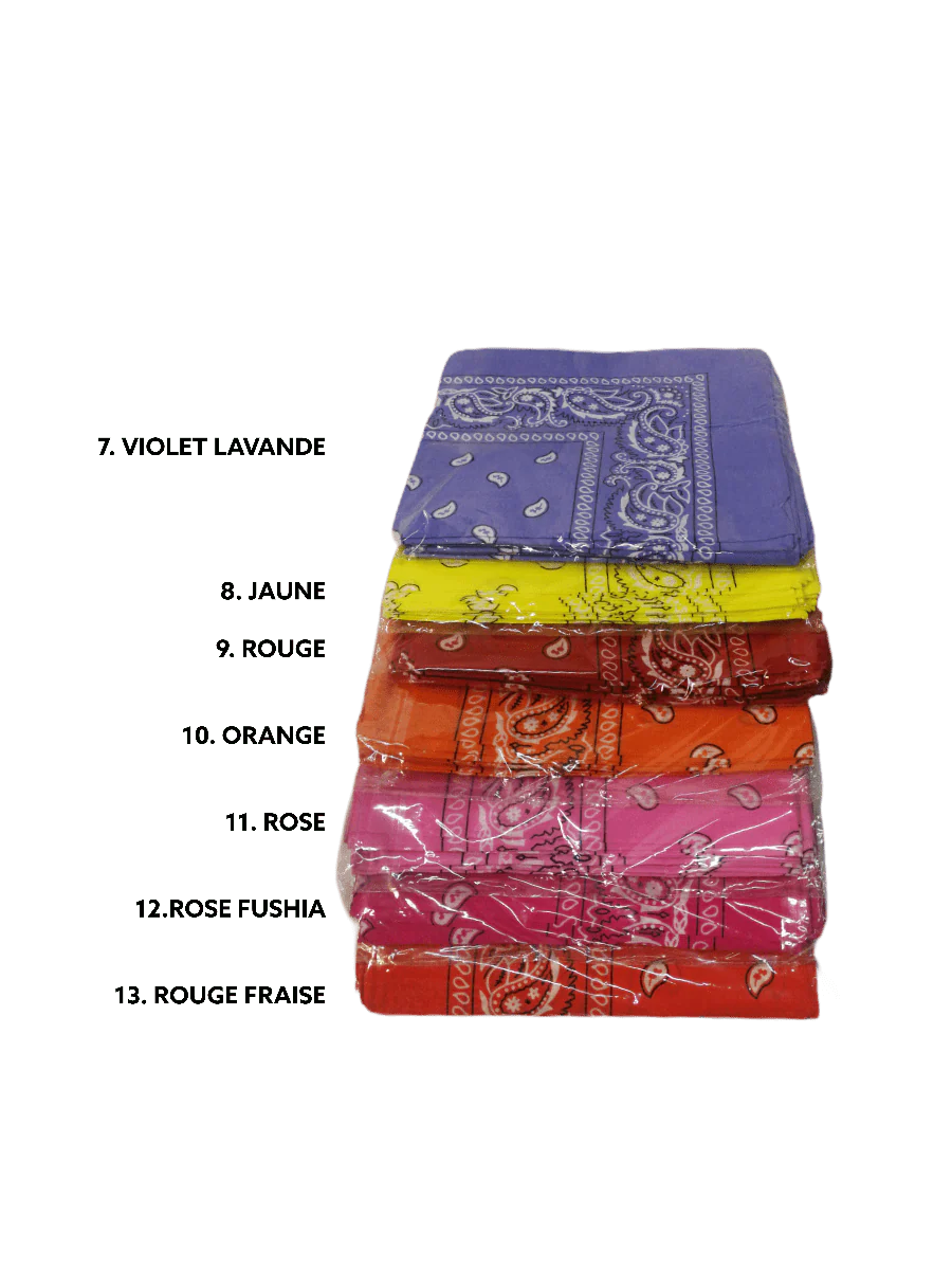 Bandana 100% coton Motif Paisley (x12)