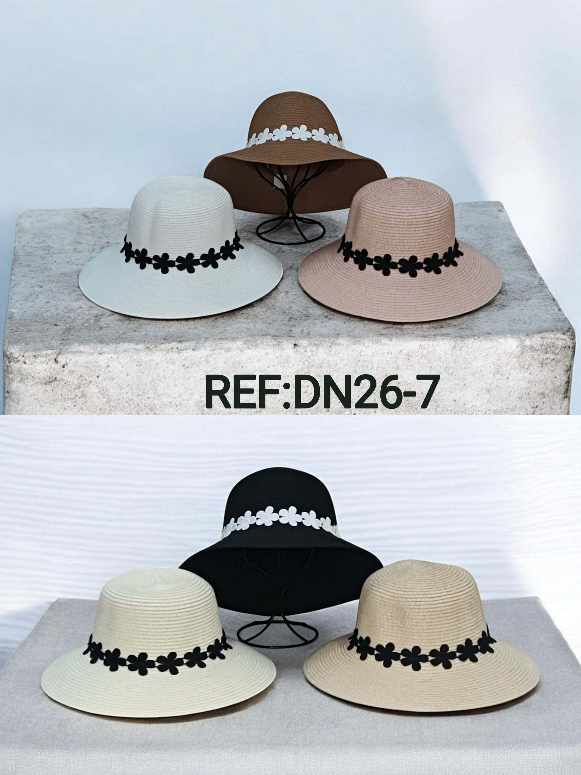 Chapeau paille motif fleurs(x12)#7