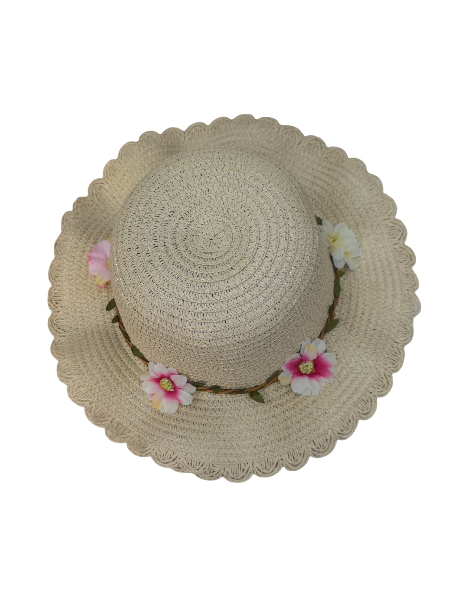 Chapeaux de paille taille enfant motif  fleur (x12)