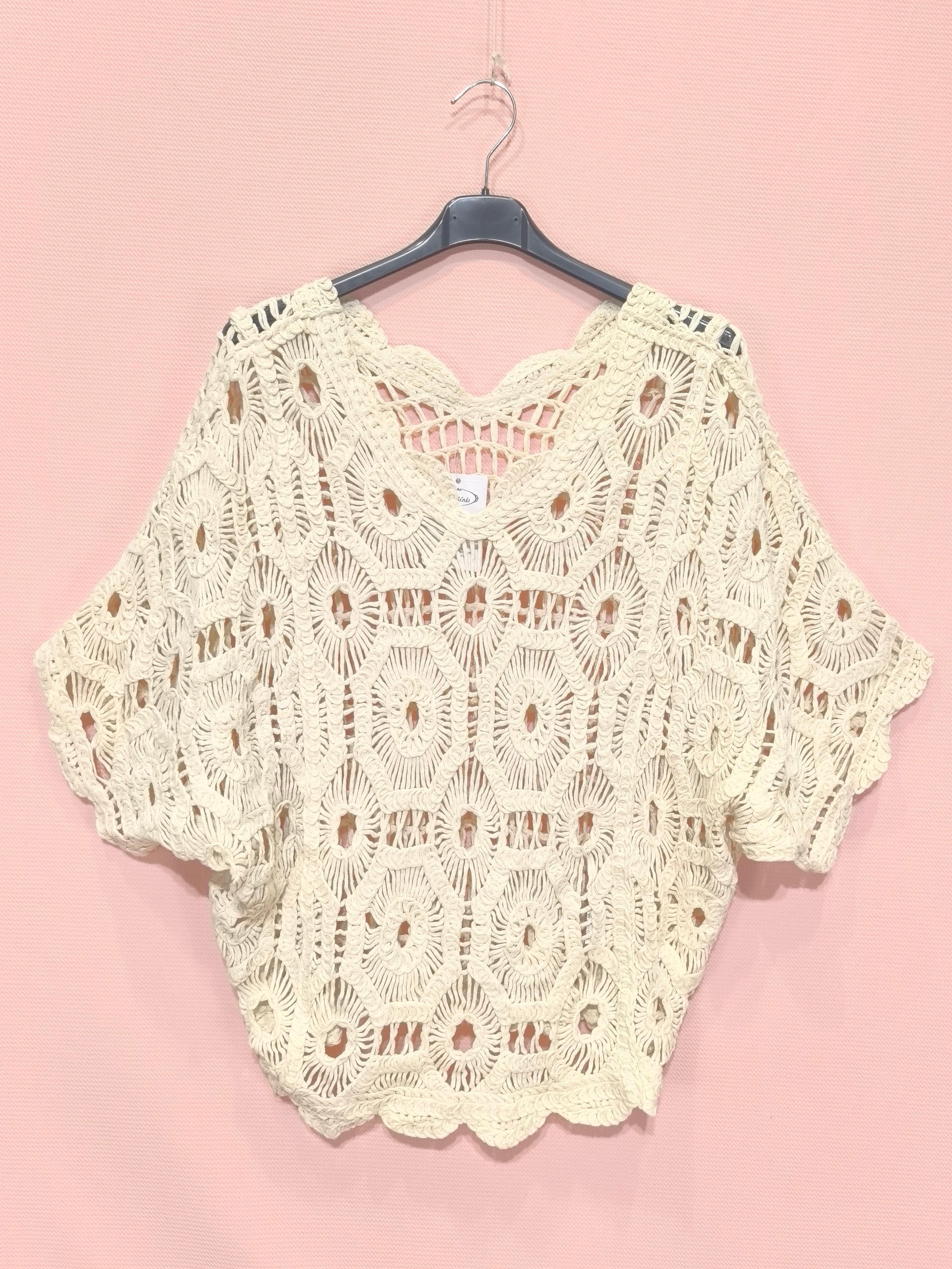 Top crochet bohème manches courtes(x6)