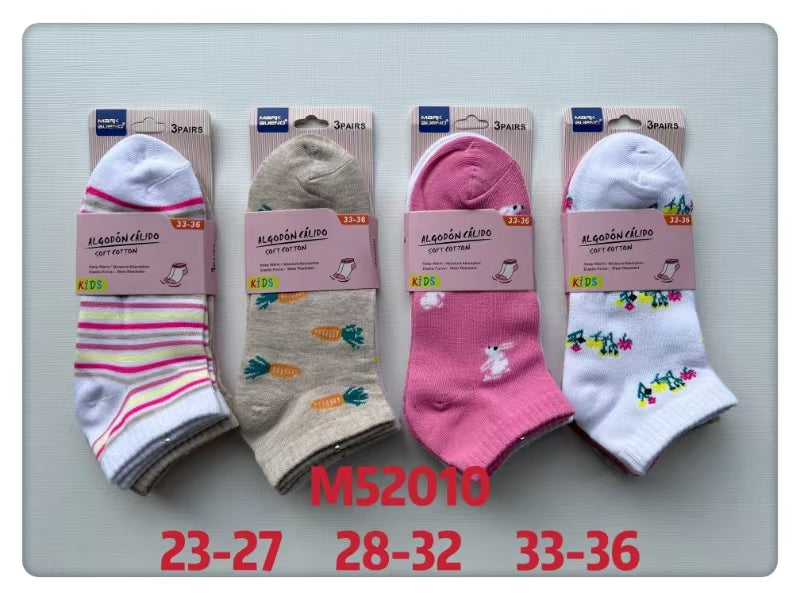 FILLE - Chaussettes coton 3Tailles mélangées T23-27 28-32/33-36(x36)
