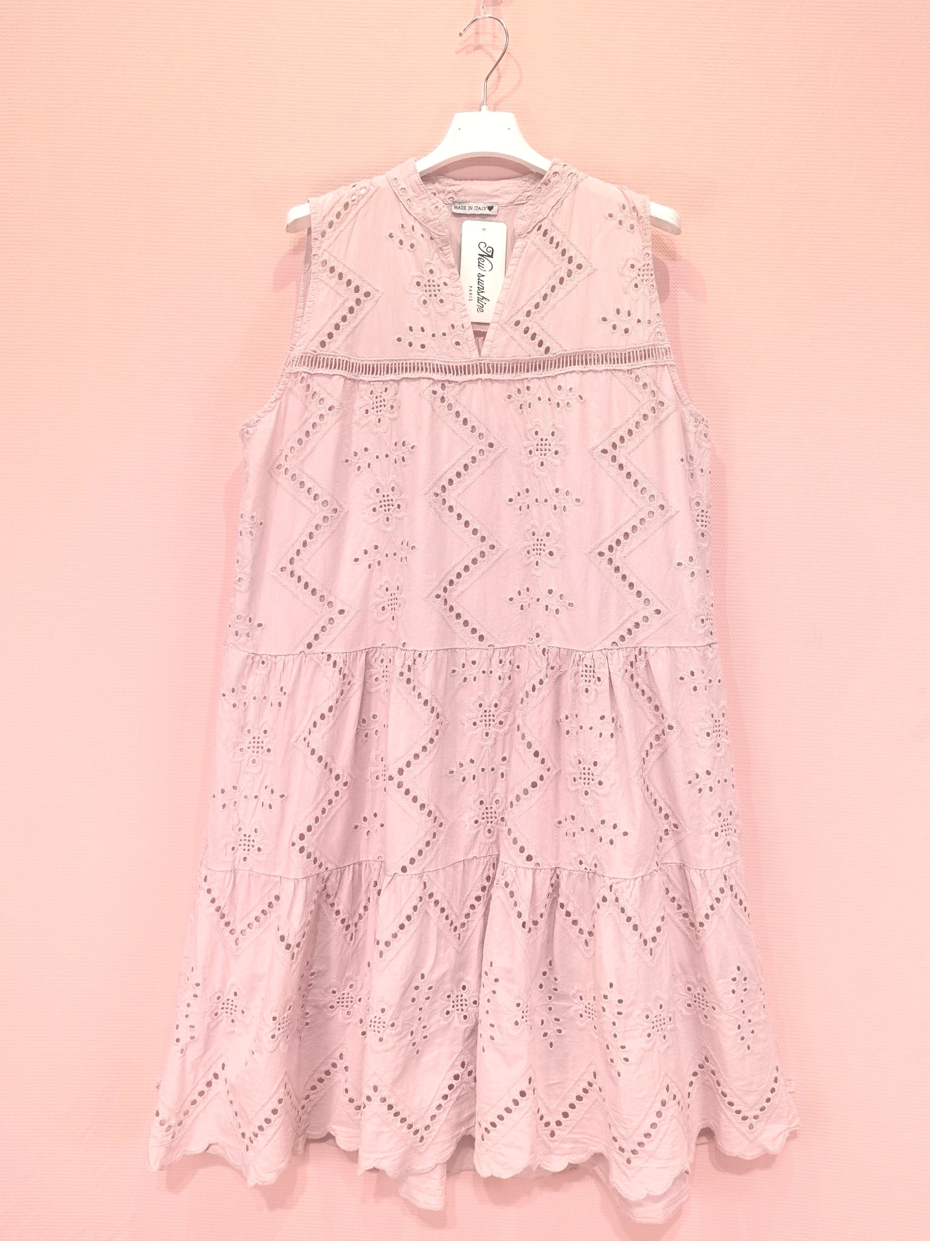 Robe brodée sans manches en coton ajouré (x6)