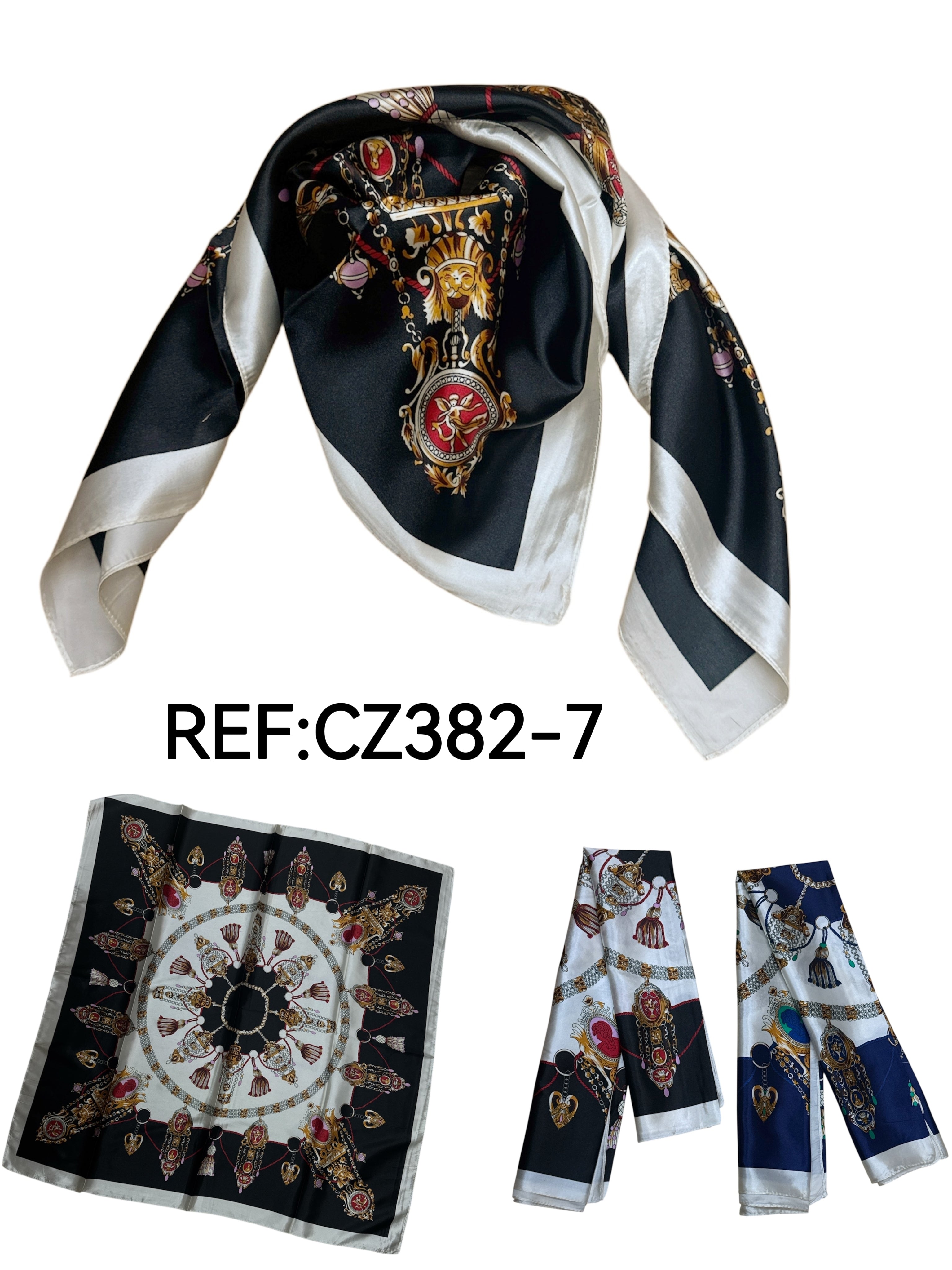 Foulard carré 90cm imprimé fantaisie (x10)#7