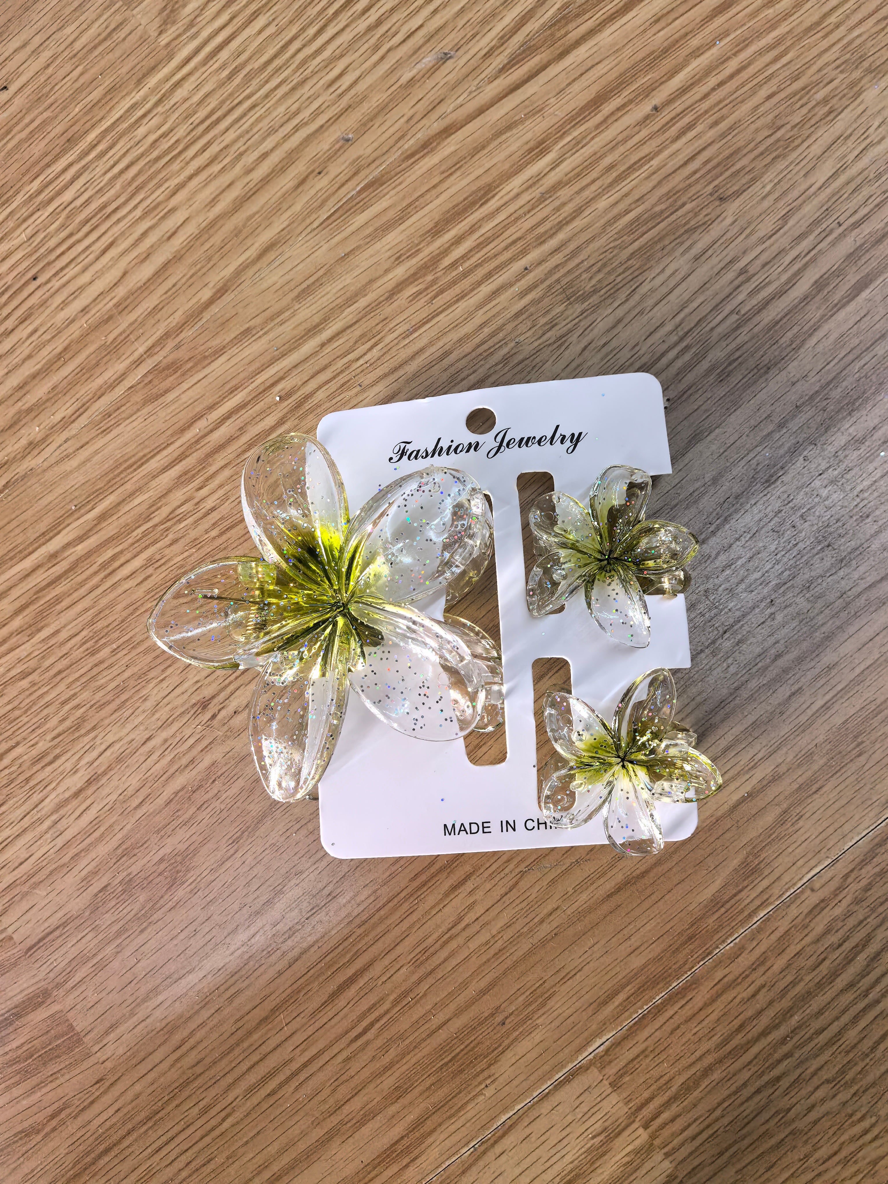 - Pince fleur transparente pailletée (X12)#23