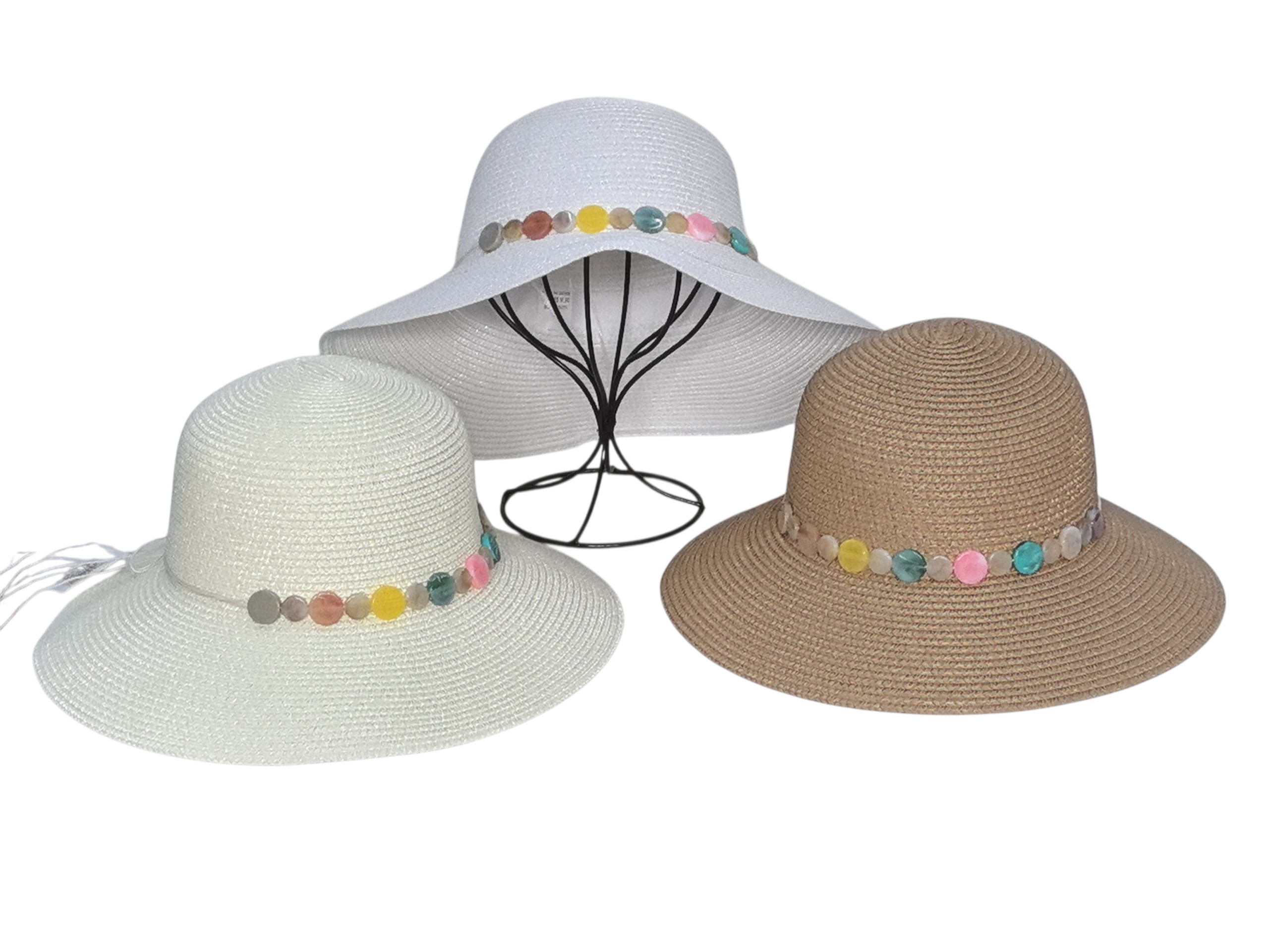 Chapeau paille- Pierres colorées(x12)#12