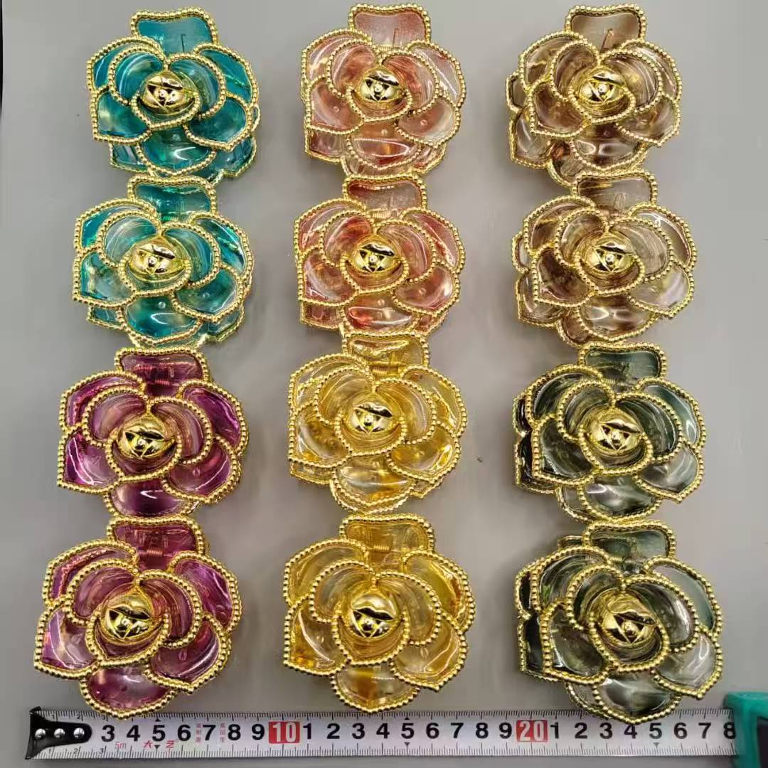Pince à cheveux camélia bord doré(x12)#33