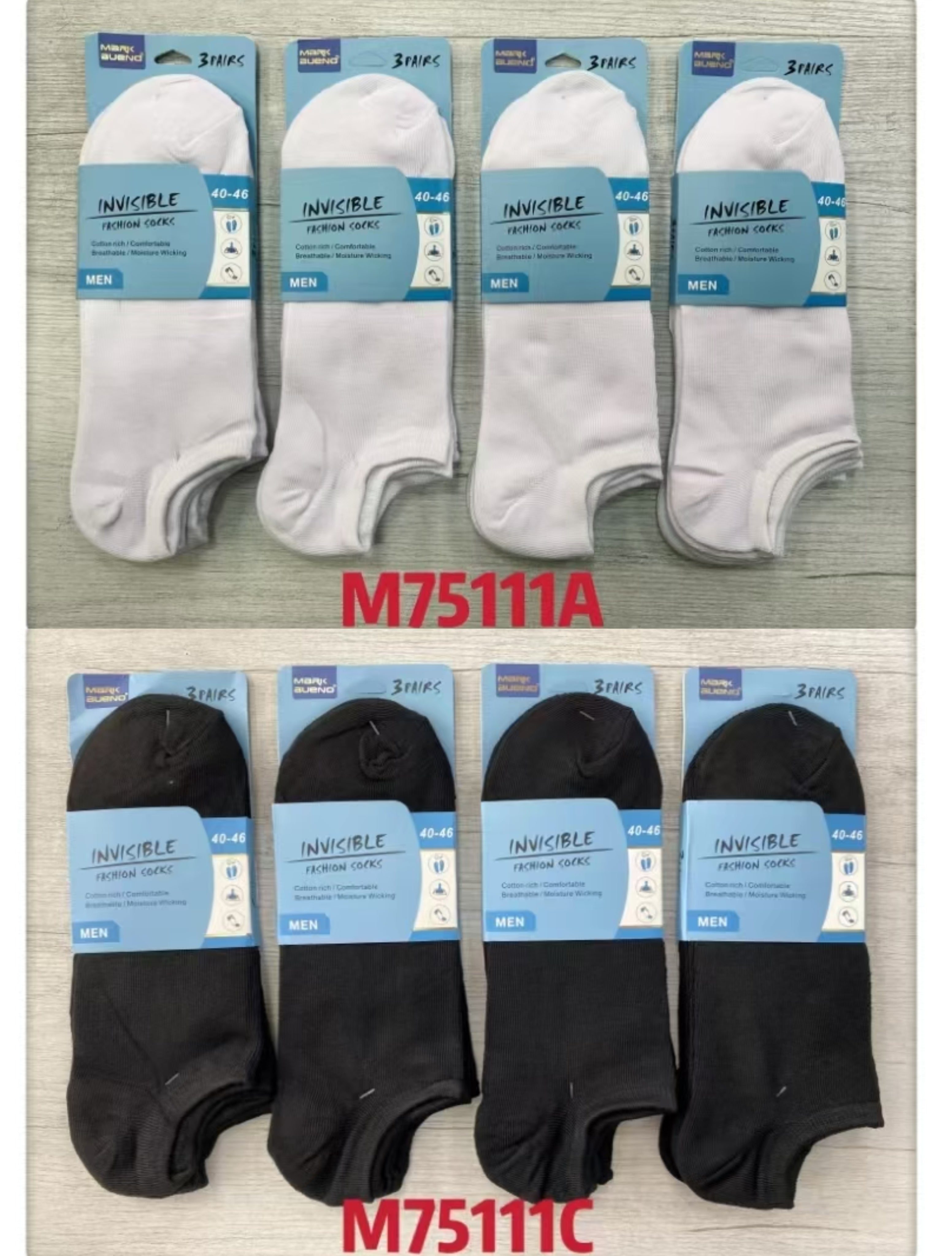 HOMME Chaussettes socquettes coton (x24)#M75111