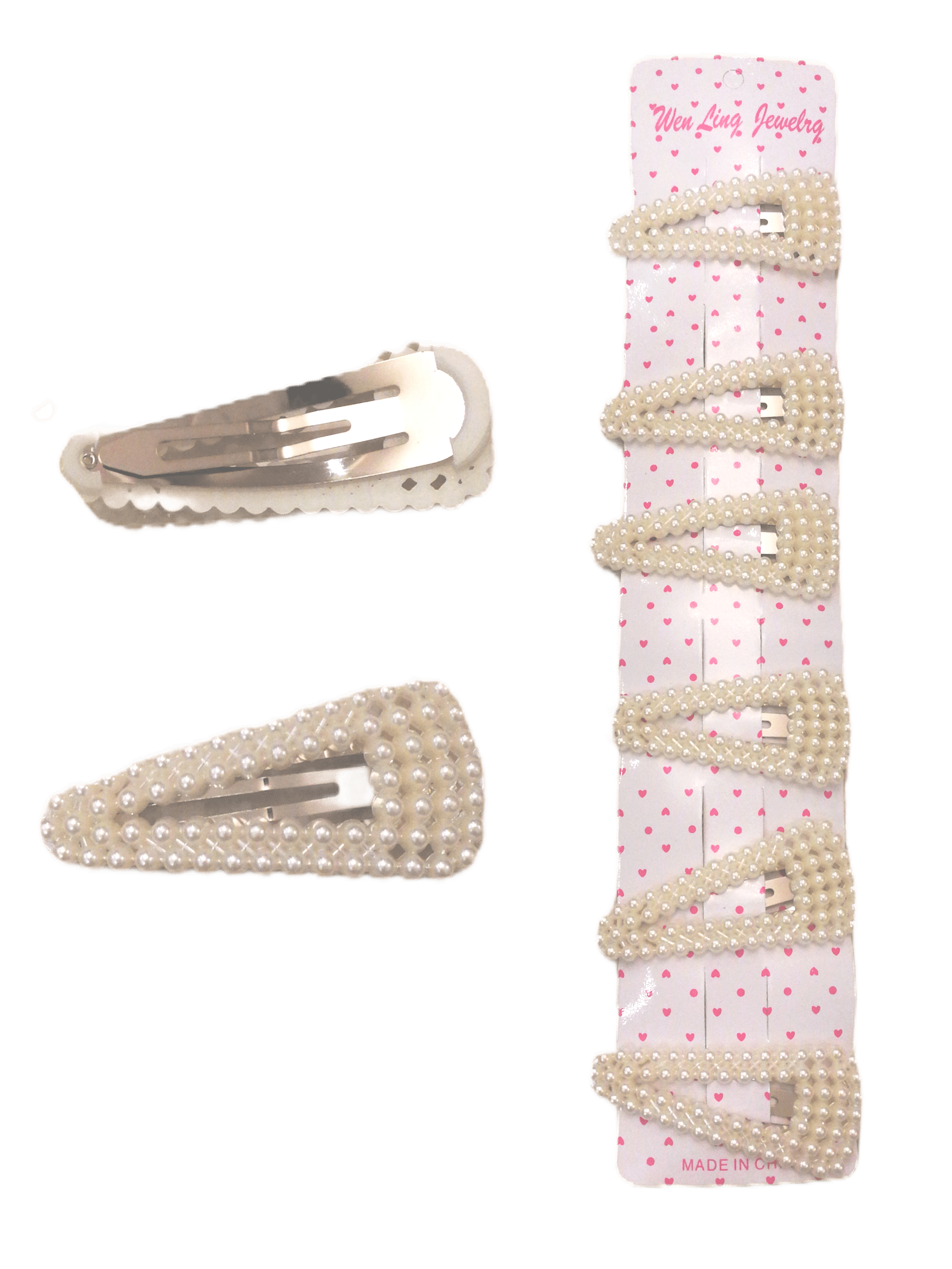 LOT DE 12 - Barrettes Pinces perles triangle 0,60€/unité | Grossiste-pro