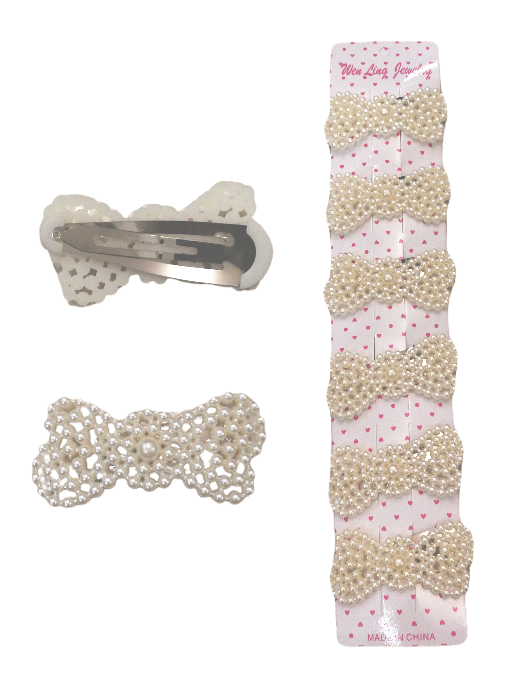 LOT DE 12 - Barrettes Pinces perles noeud papillon 0,60€/unité | Grossiste-pro