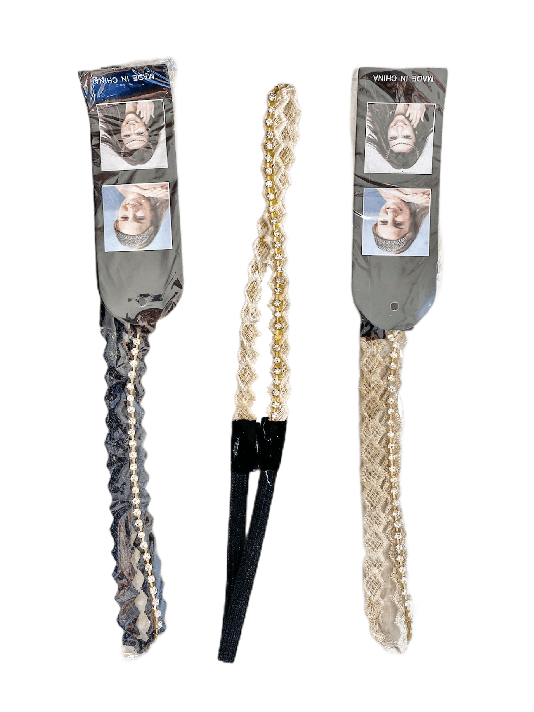 LOT DE 12 - Bandeaux élastique bohème strass 0,75€/unité | Grossiste-pro