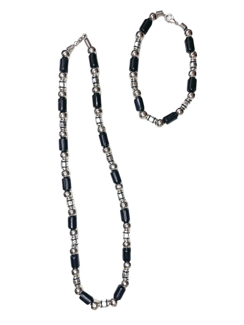 Collier + Bracelet noir Homme (x6)