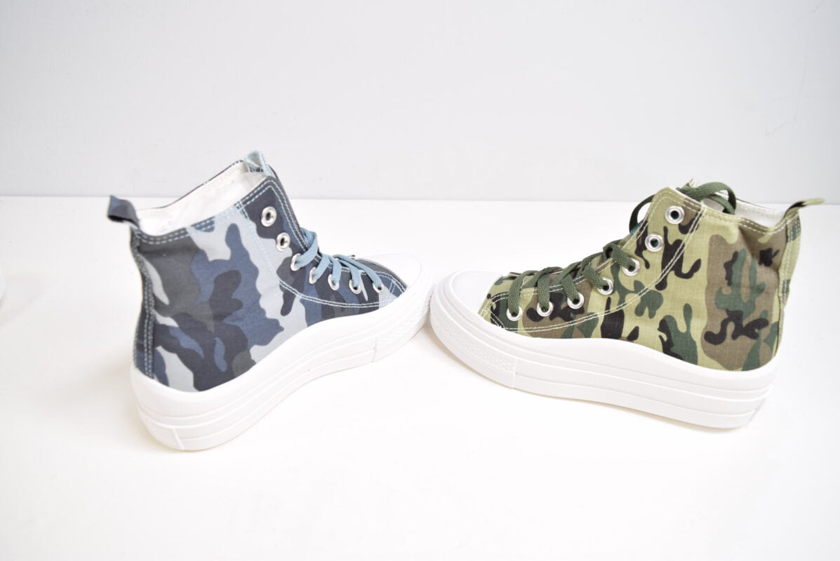 Basket Femme Motif Militaire Semelle Épaisse (x12)