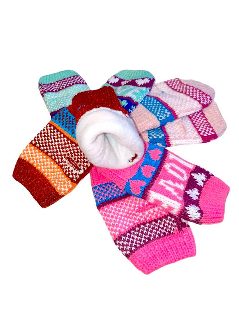 Gants mitaines fourrées enfant LOVE (x12)