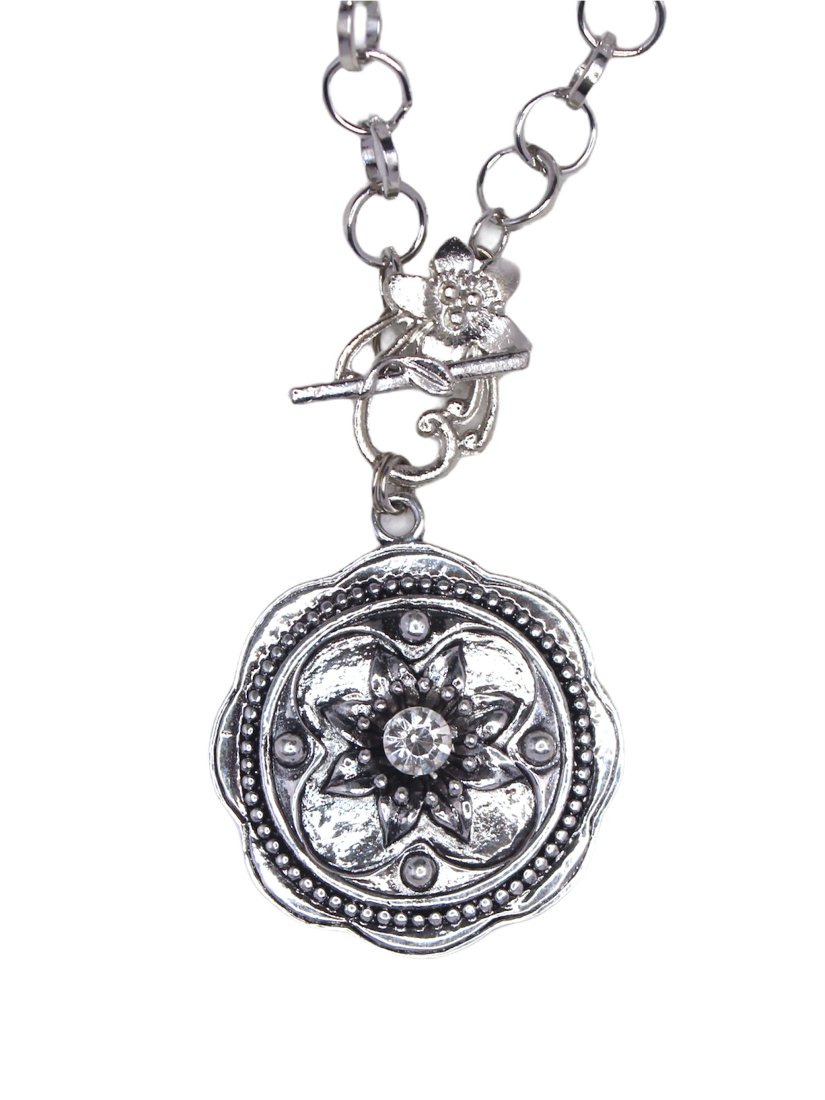 Collier sautoir fantaisie Chaîne rond fleur