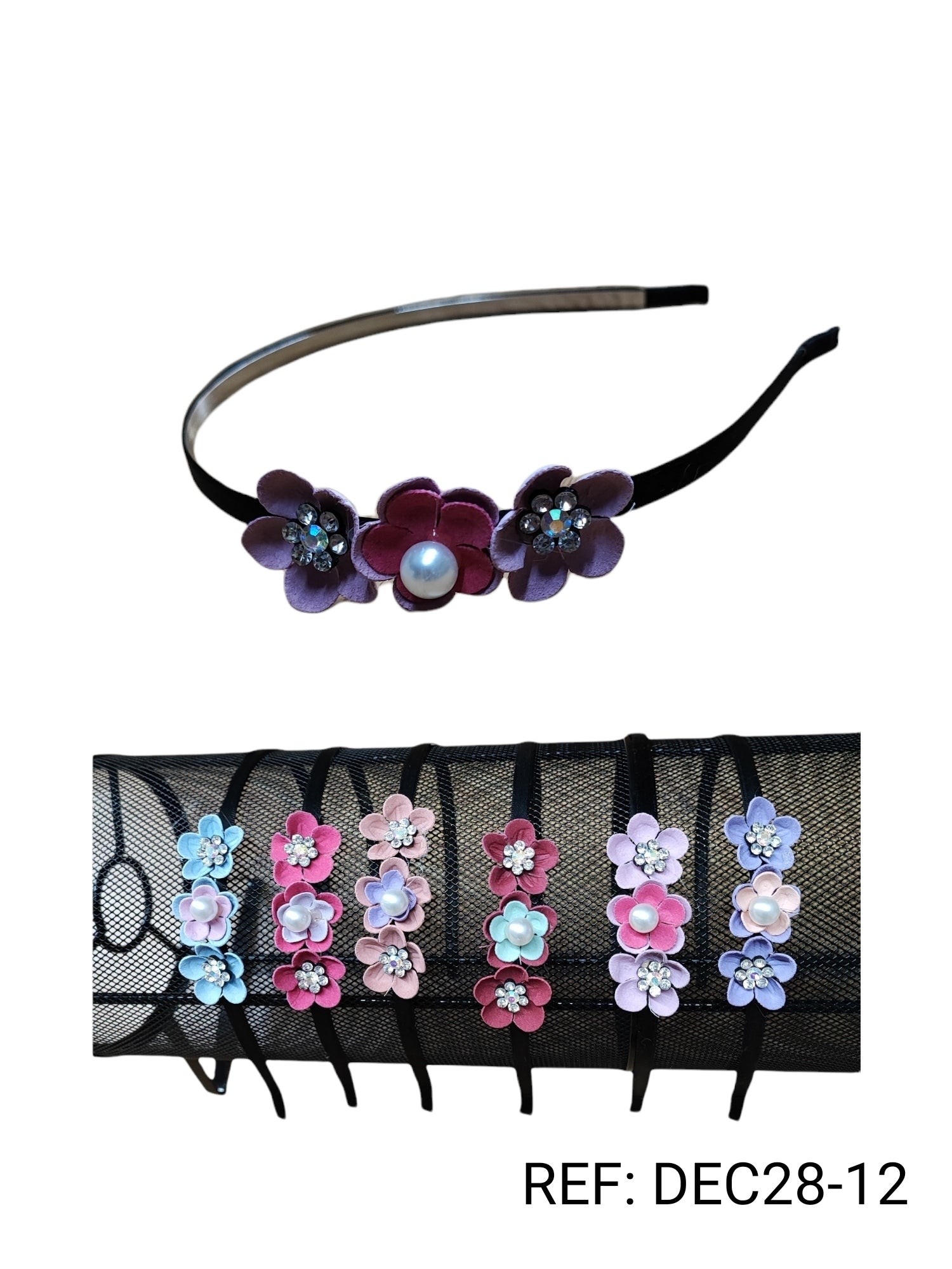 Serre-tête avec motif fleur (x12)