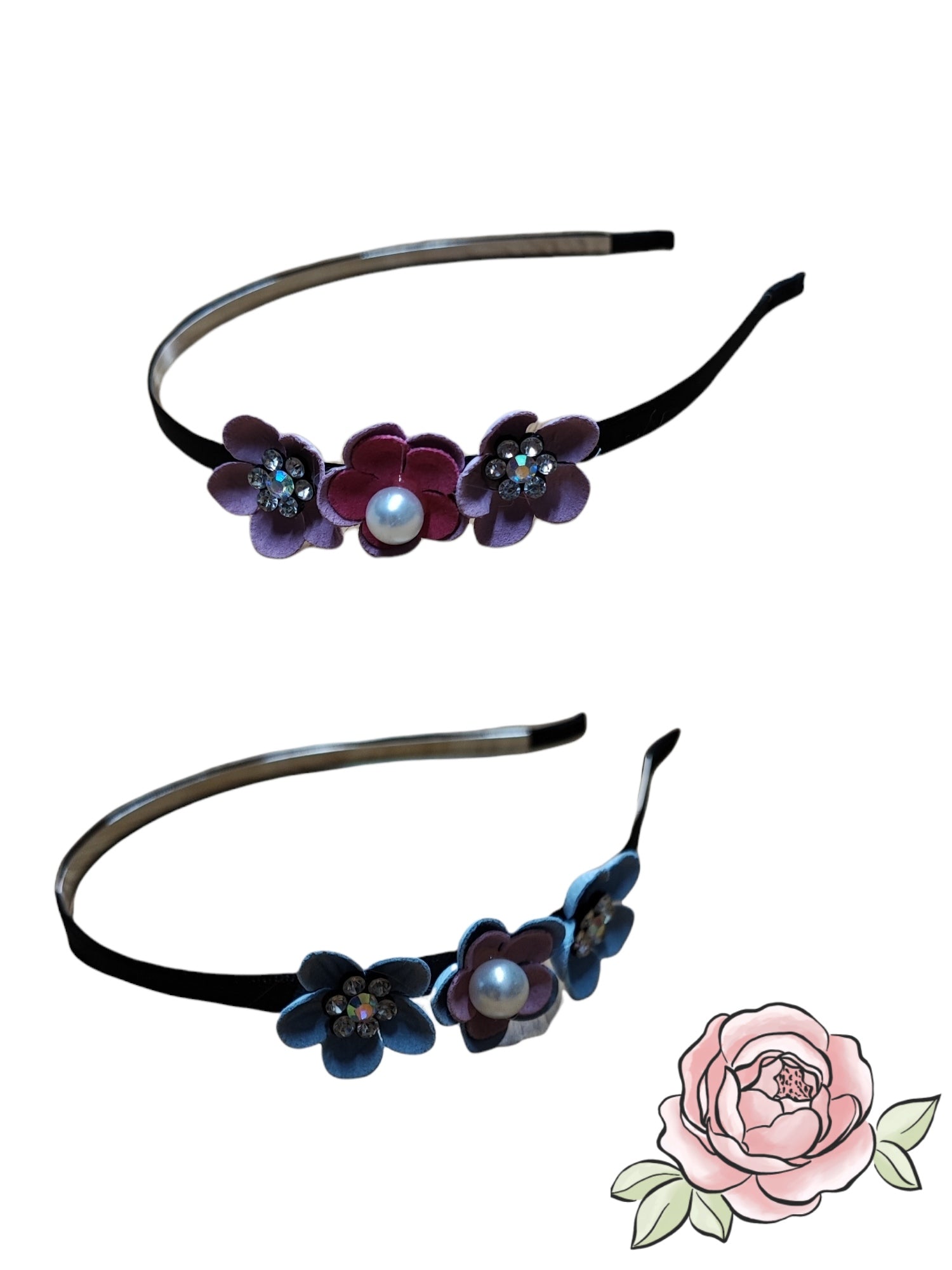 Serre-tête avec motif fleur (x12)