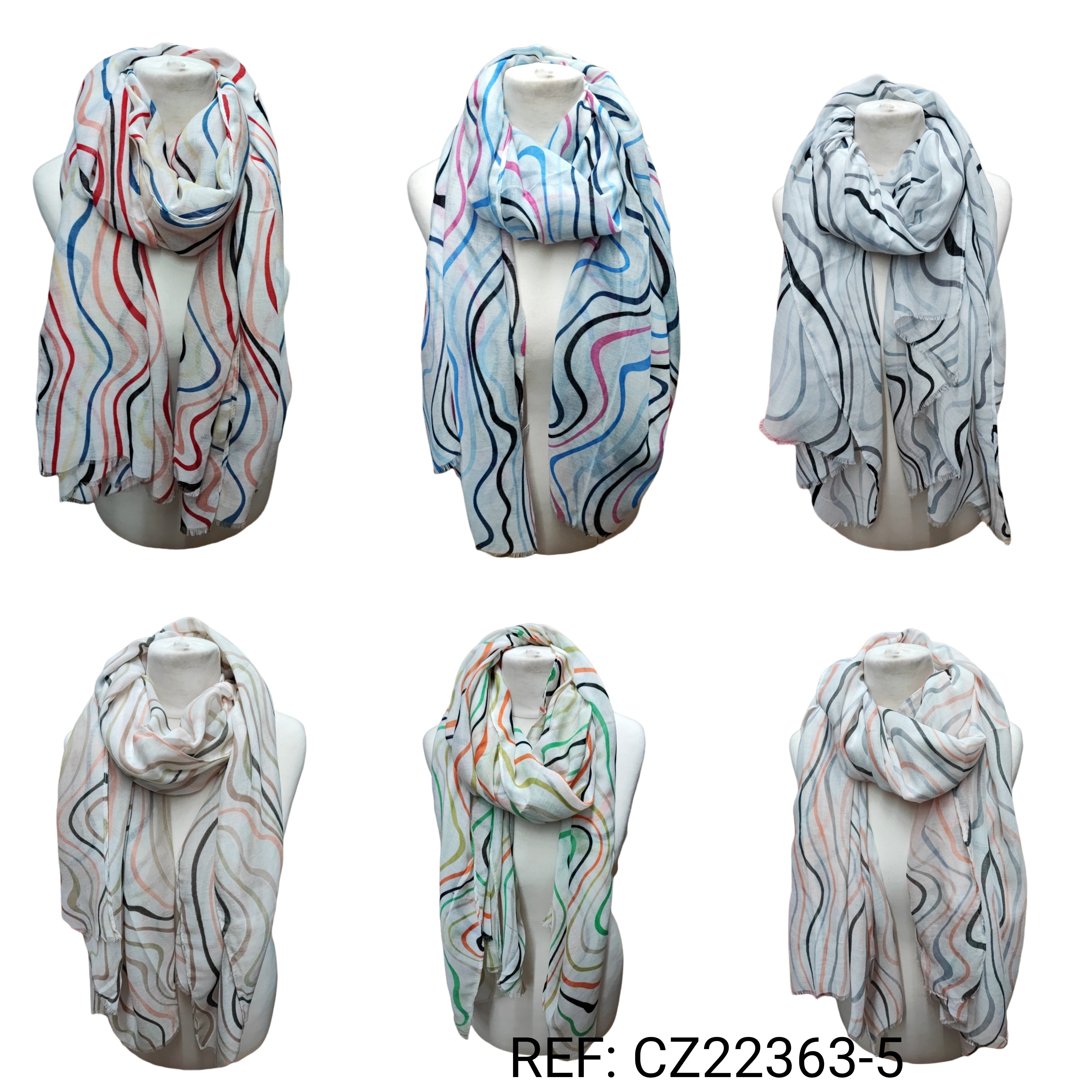 Foulards avec motif lignes colorées (x12)