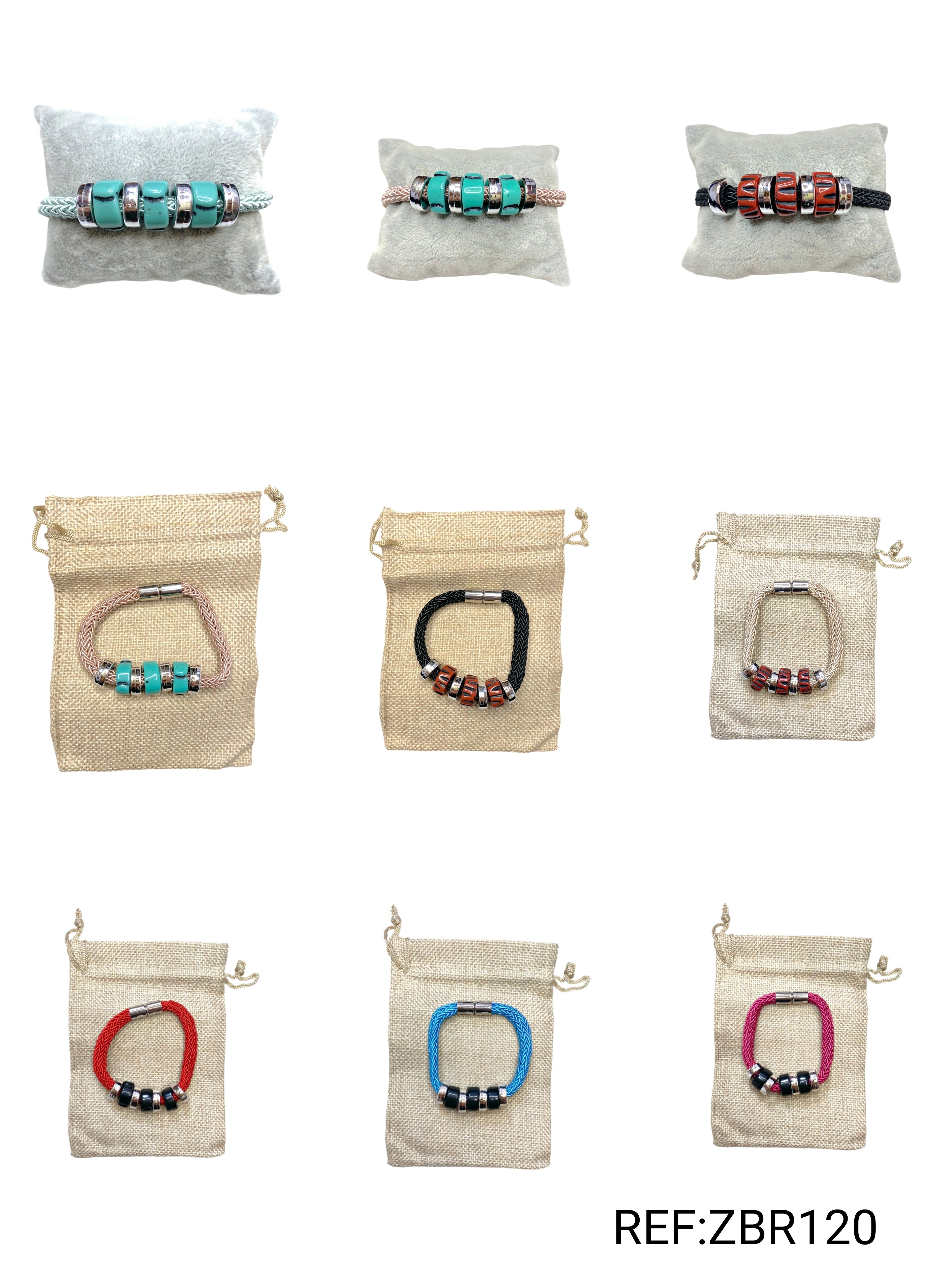 Bracelet fantaisie tresse rond couleurs mélange #ZBR120(x12)
