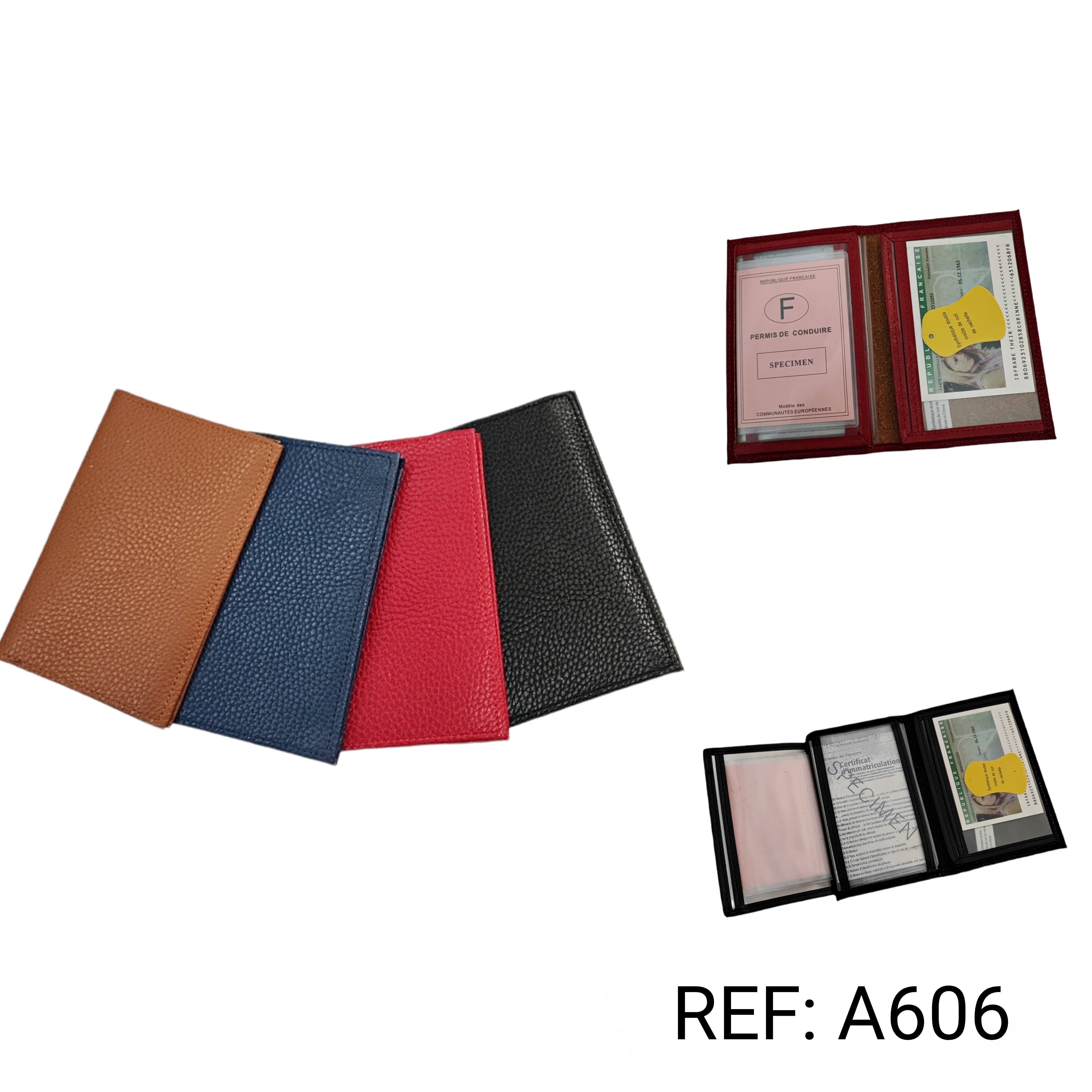 LOT DE 12 - Portefeuille Croûte de cuir vachette 2,50€/unité