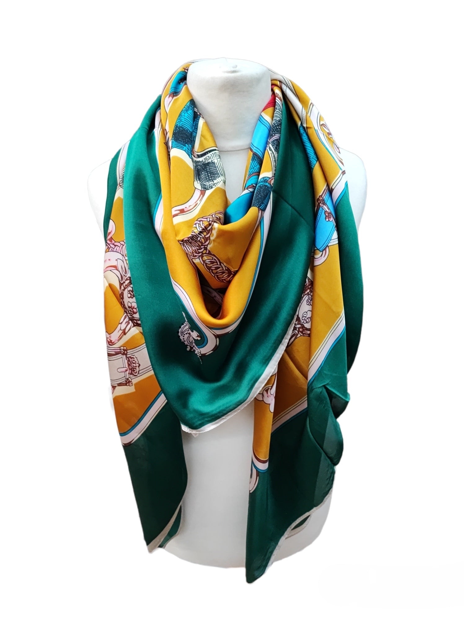 Foulard Carré touche soie motif ceinture 130cm (x6)#18