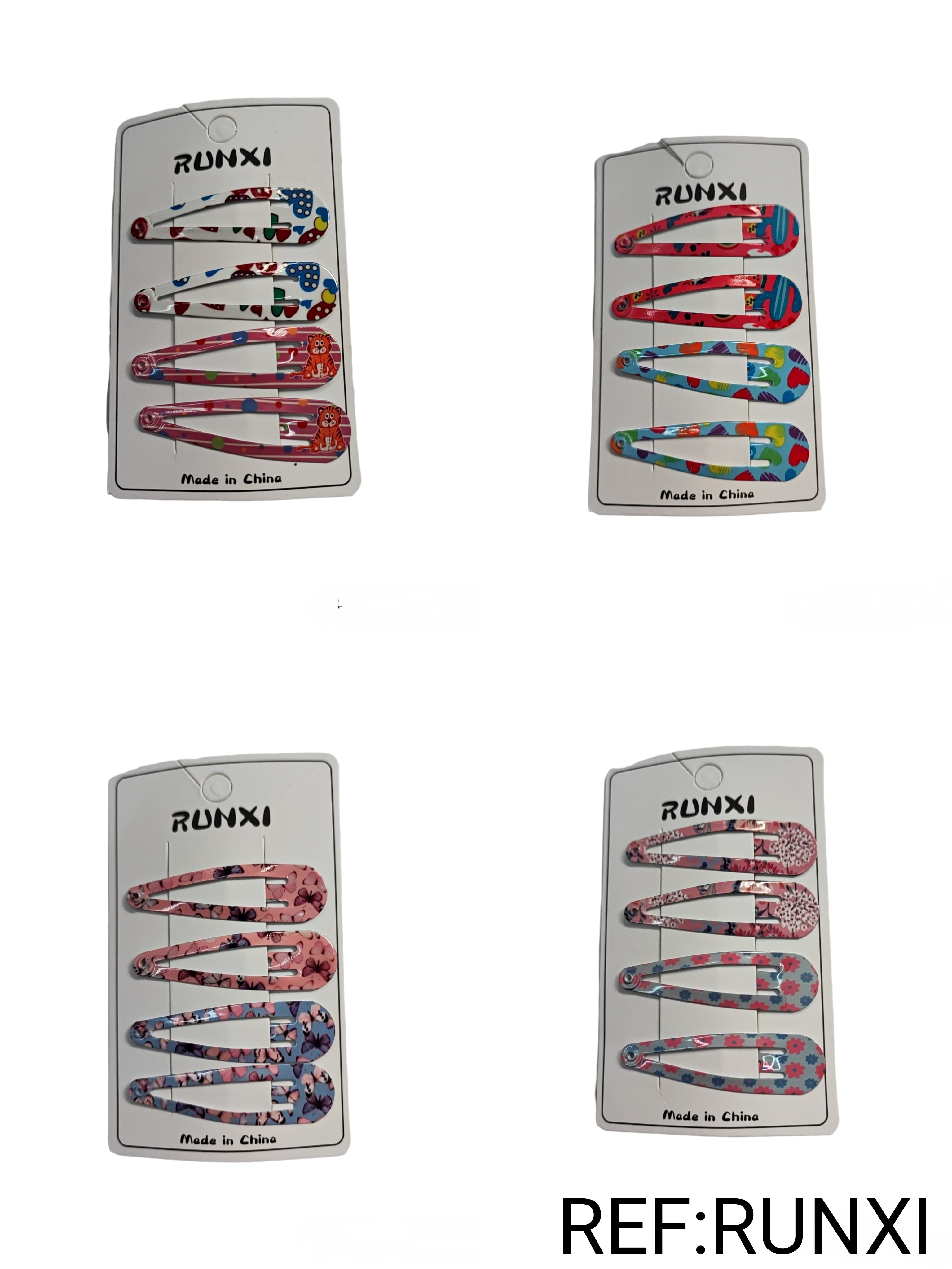 Plaque de 4 Barrettes enfant motif mélange (2x12)