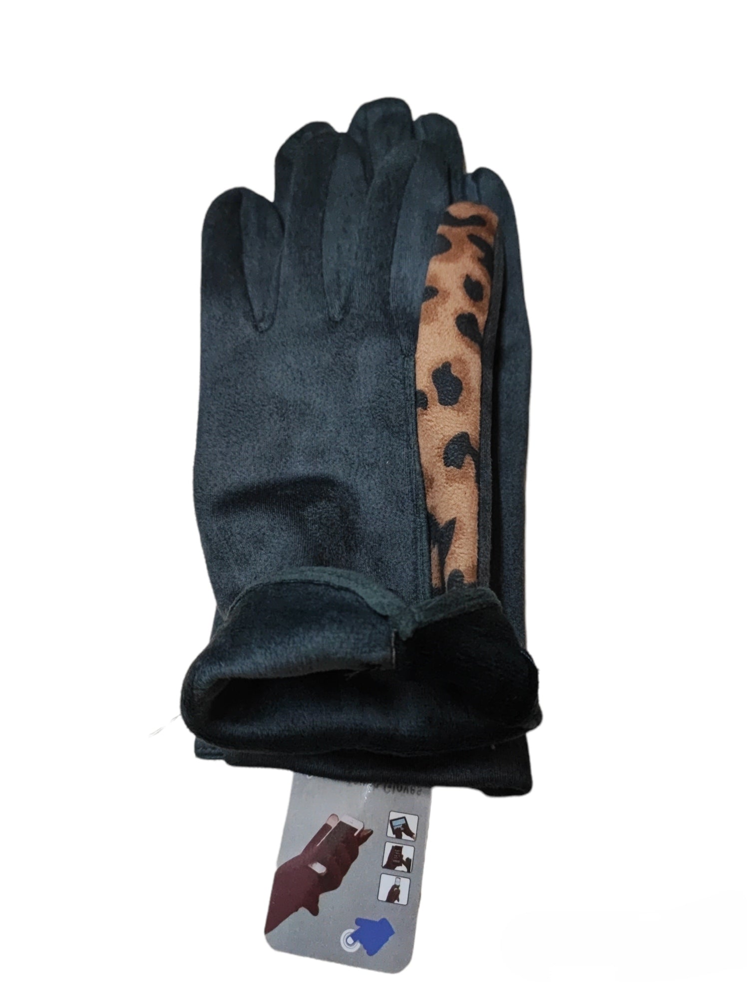 Gants tactiles motif léopard doublure (x12)