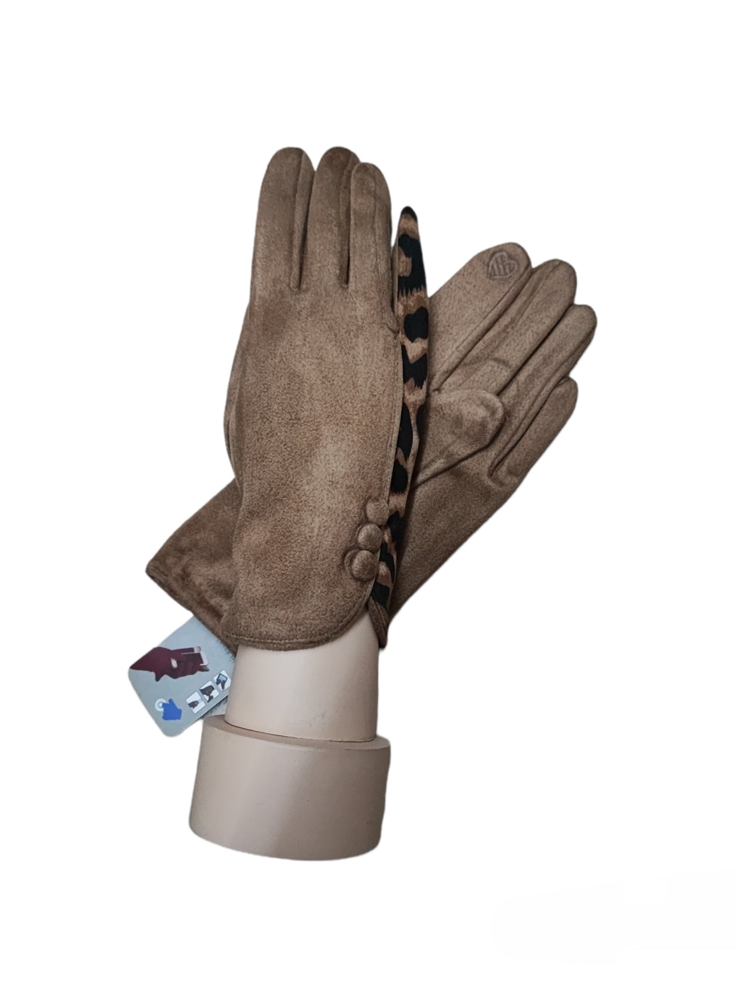 Gants tactiles motif léopard doublure (x12)